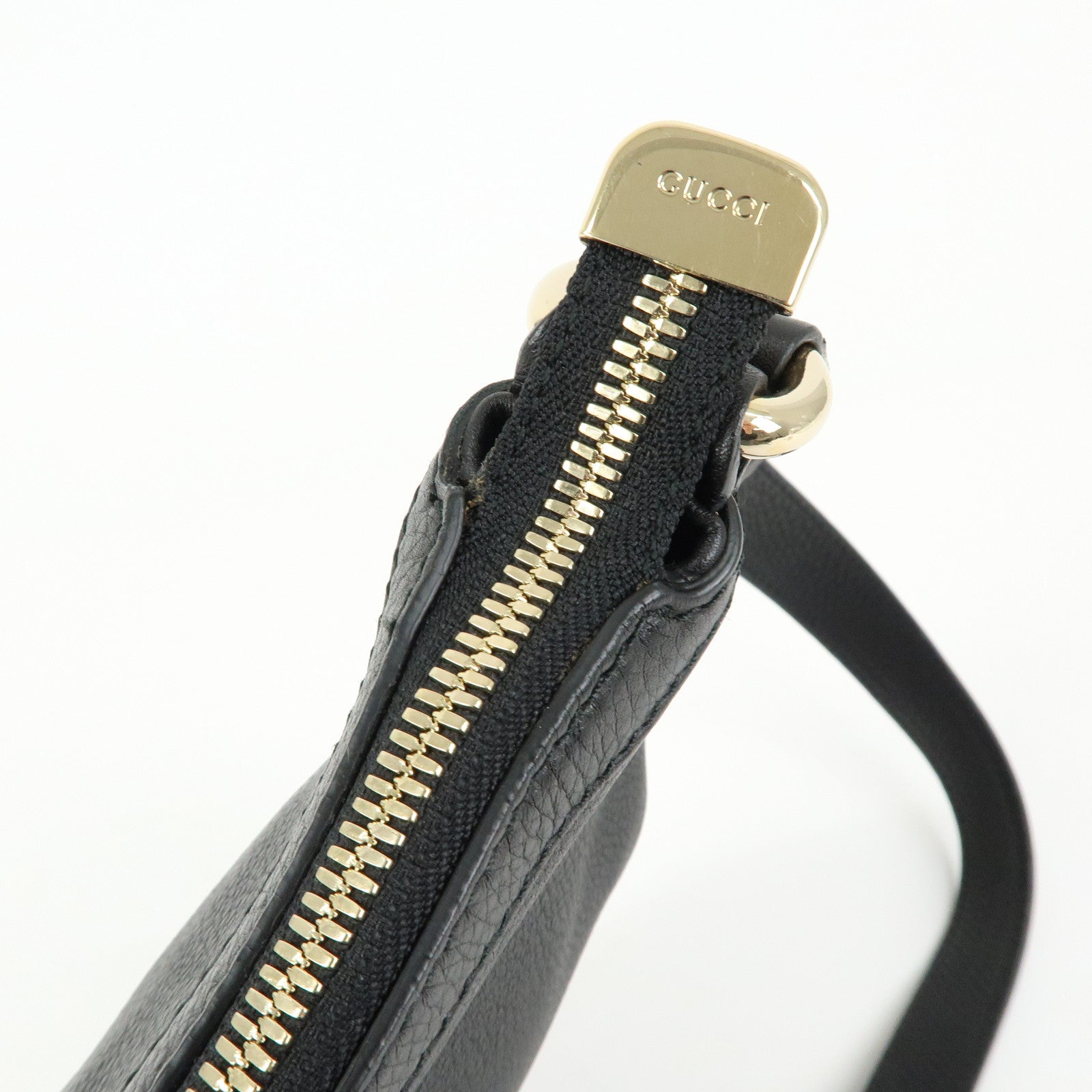 GUCCI SOHO Interlocking G Leather Shoulder Bag Black 308361