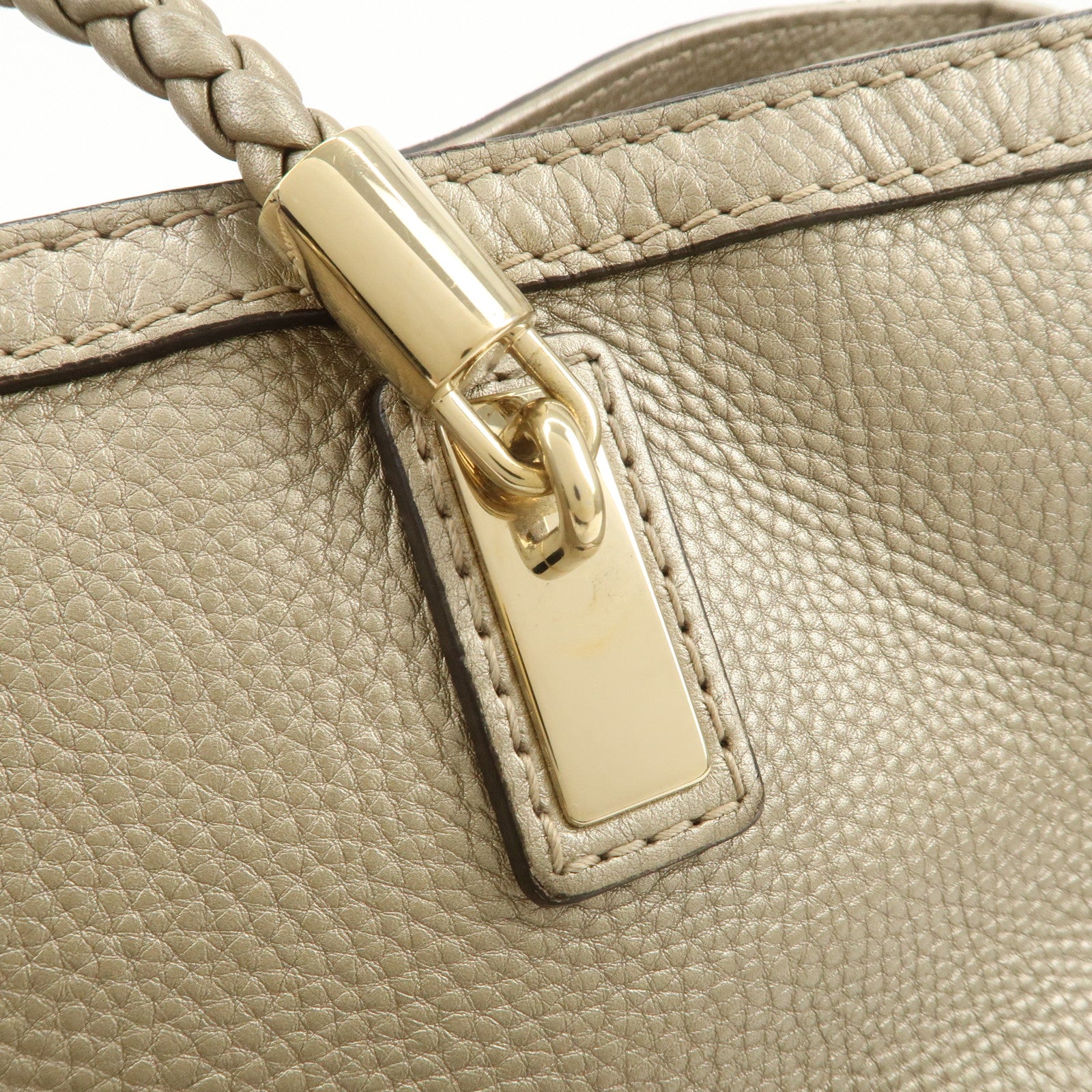 GUCCI Bamboo Leather Tote Bag Shoulder Bag Champagne Gold 269945