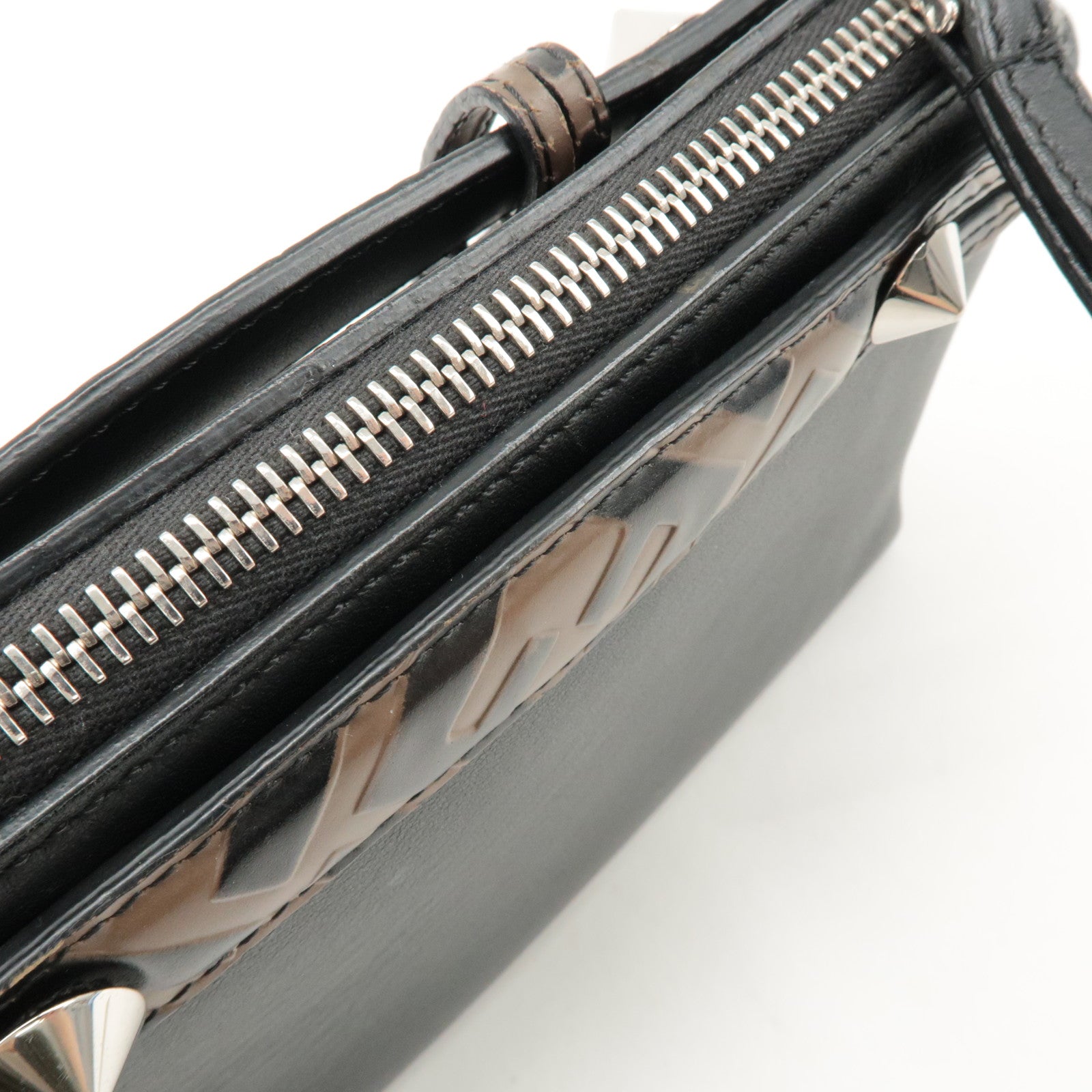 FENDI Zucca By The Way Leather 2Way Shoulder Bag Black Brown 8BL145 Used