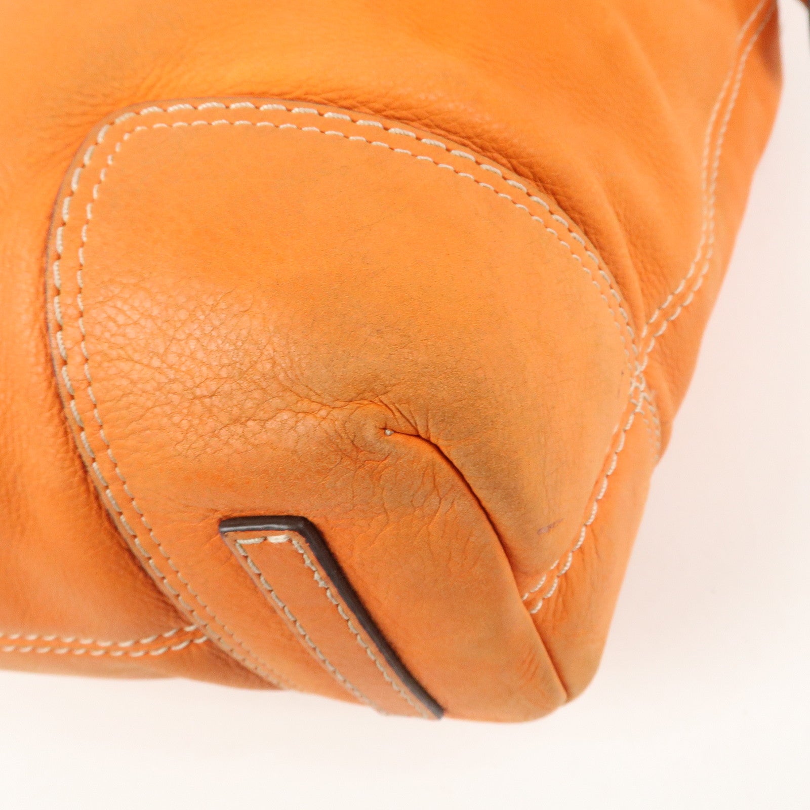 LOEWE Anagram Logo Leather Shoulder Bag Hand Bag Orange