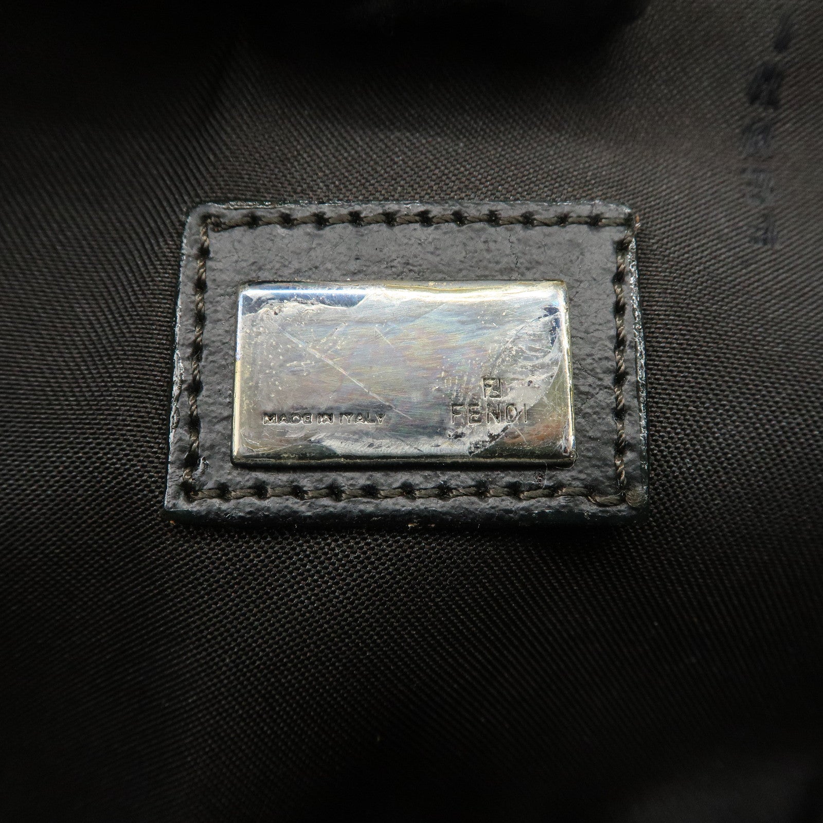 FENDI Zucchino Canvas Leather Shoulder Bag Brown Beige 8BR133 Used