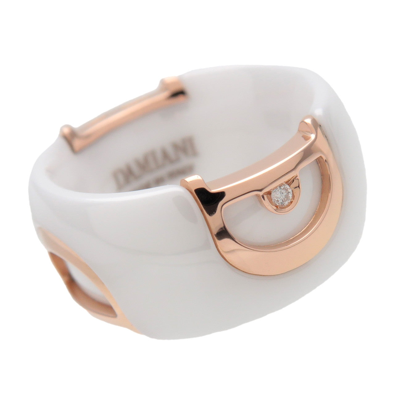 DAMIANI D.Icon Ceramic Diamond K18 750PG Ring White Rose Gold US6.5