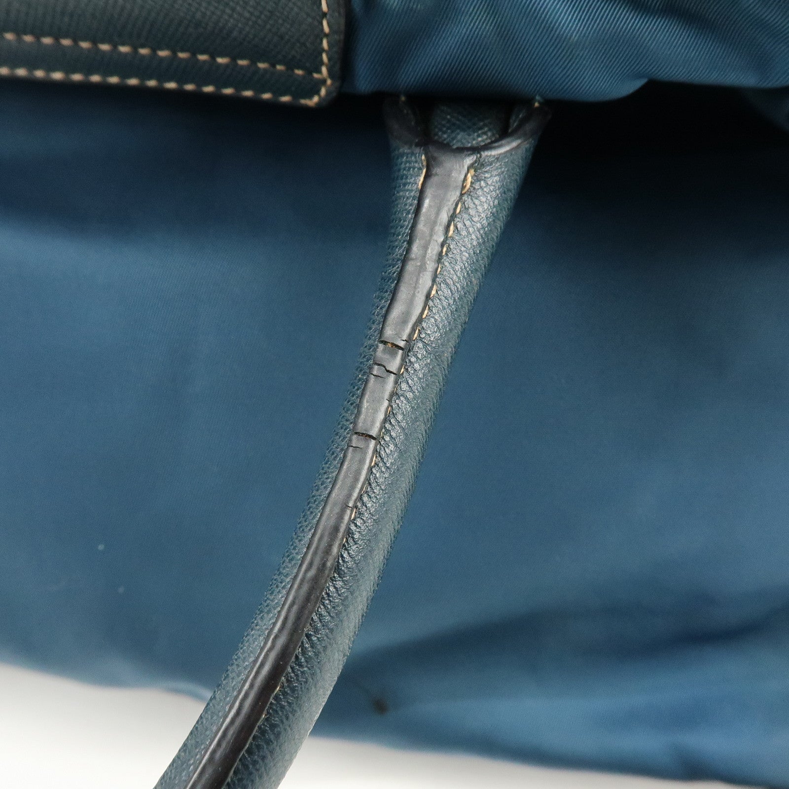 PRADA Triangle Logo 2Way Bag Hand Bag Shoulder Bag Blue BN2541