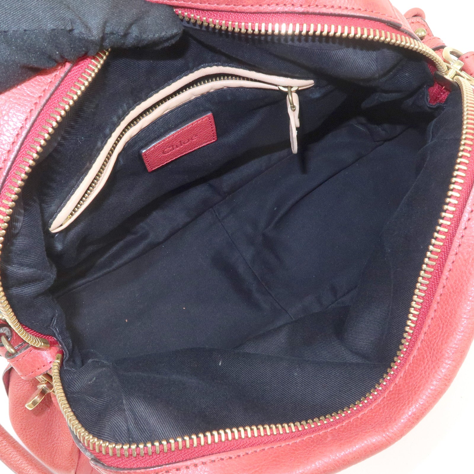 Chloe Paraty Leather 2Way Bag Shoulder Bag Hand Bag Red