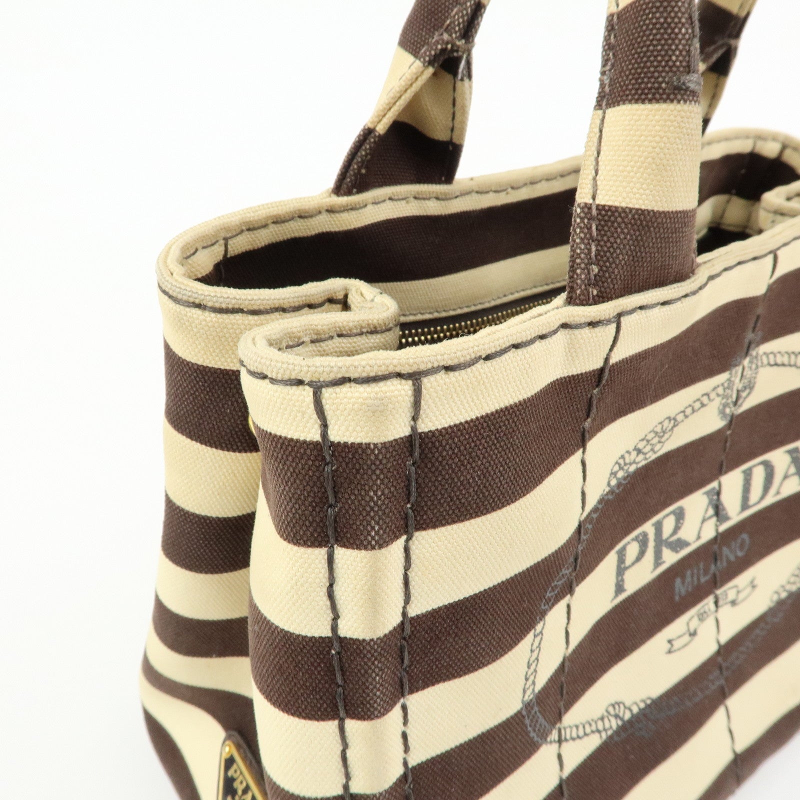 PRADA Triangle Logo Canapa Canvas 2Way Hand Bag Shoulder Bag B2642B