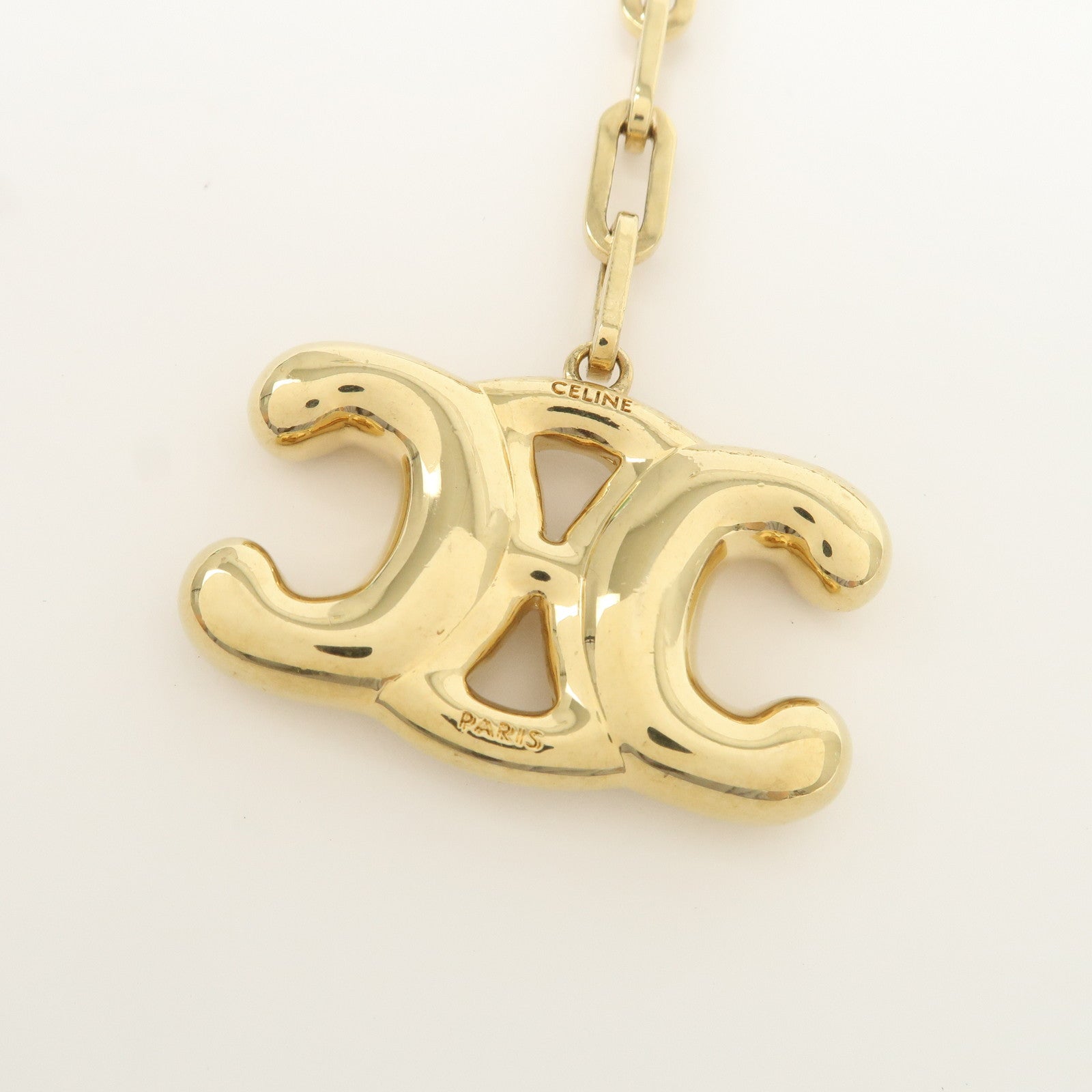 CELINE Triomphe Metal Bag Charm Key Holder Key Charm Gold