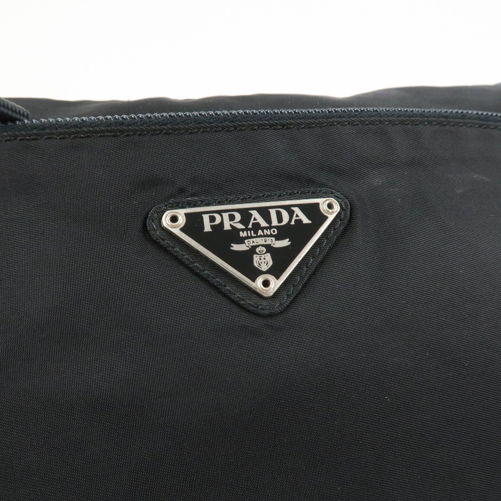 PRADA Nylon Leather Shoulder Bag Crossbody Bag Black B10140