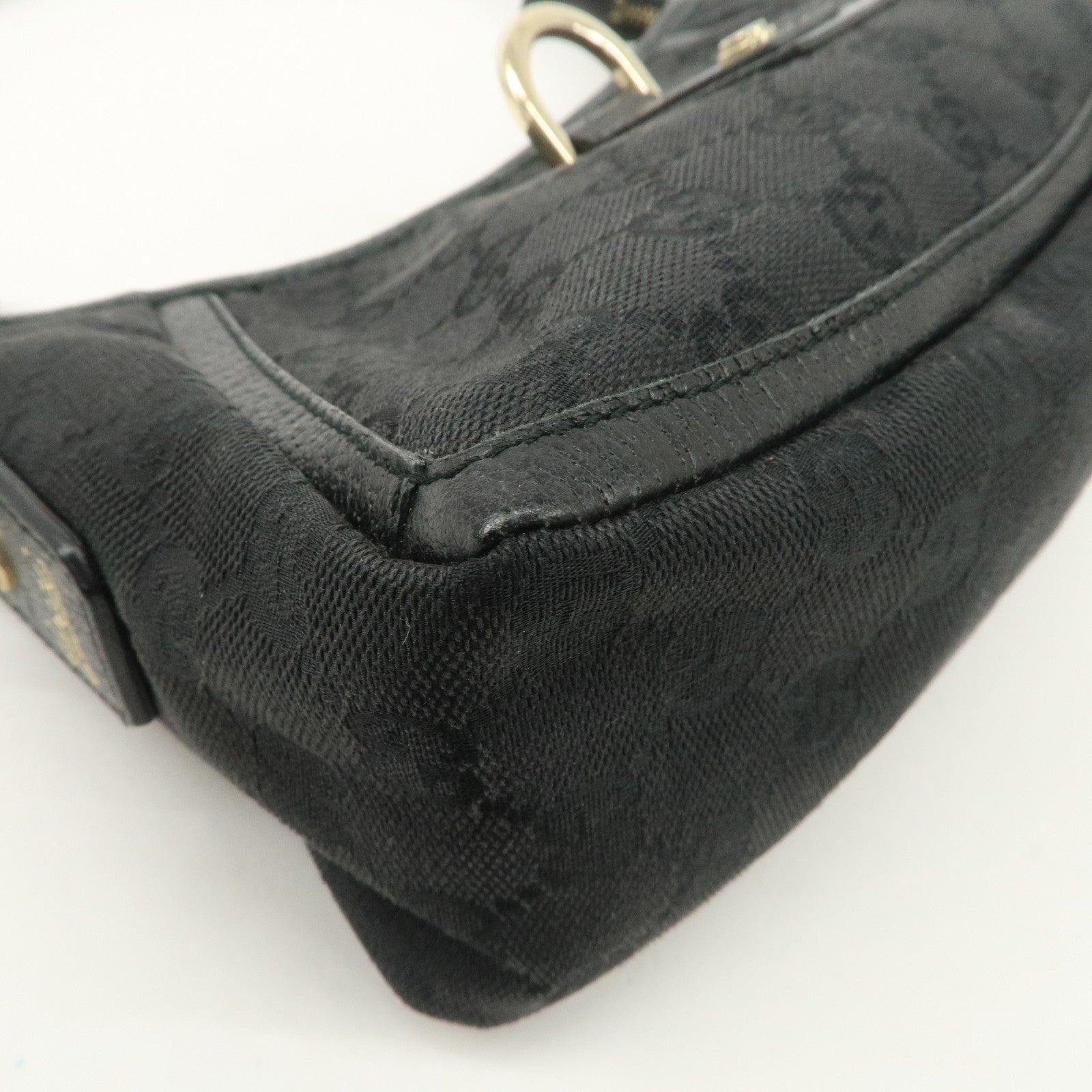 GUCCI Abbey GG Canvas Leather One Shoulder Bag Black Gold Hardware 130939 Used