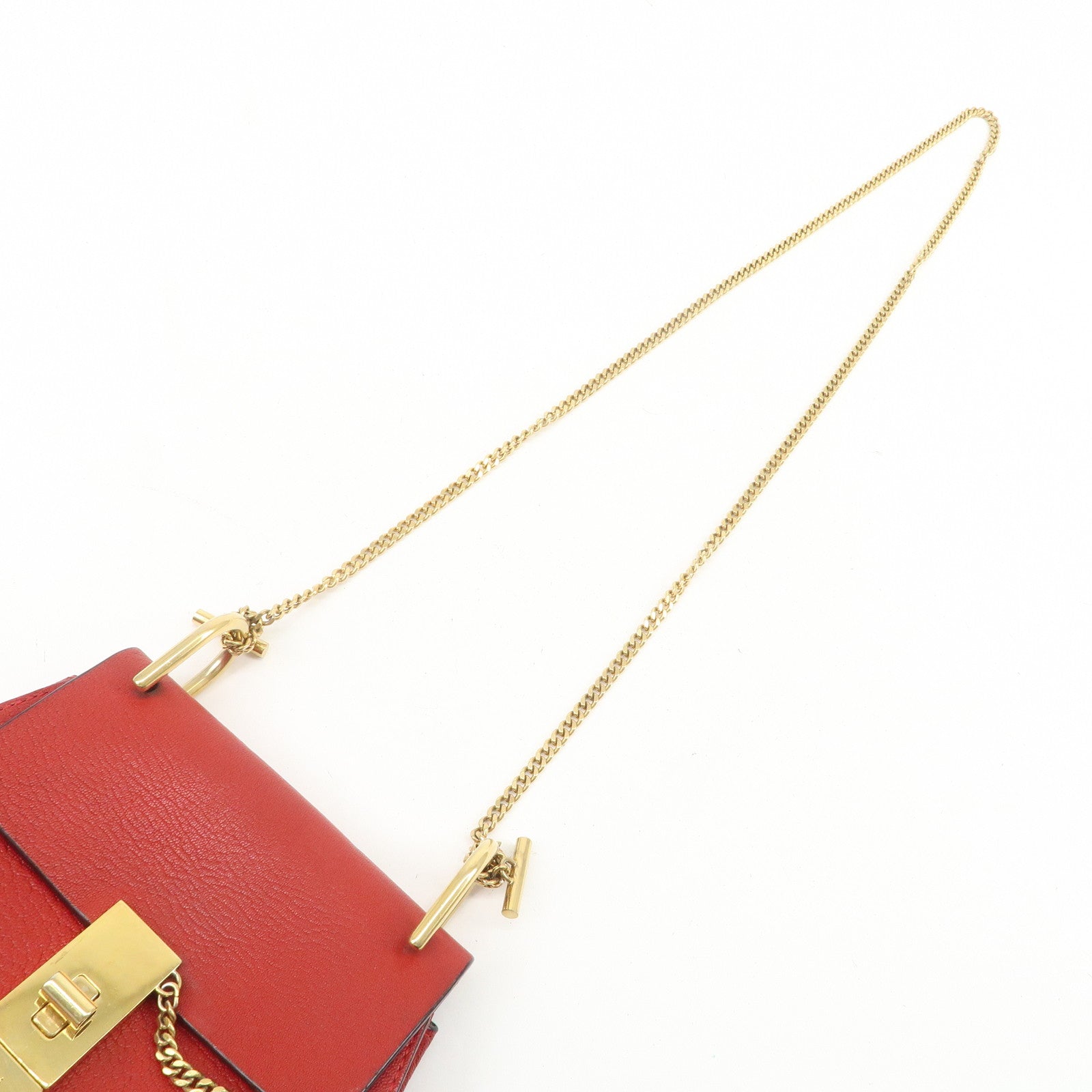 Chloe Drew Leather Chain Shoulder Bag Crossbody Bag Red