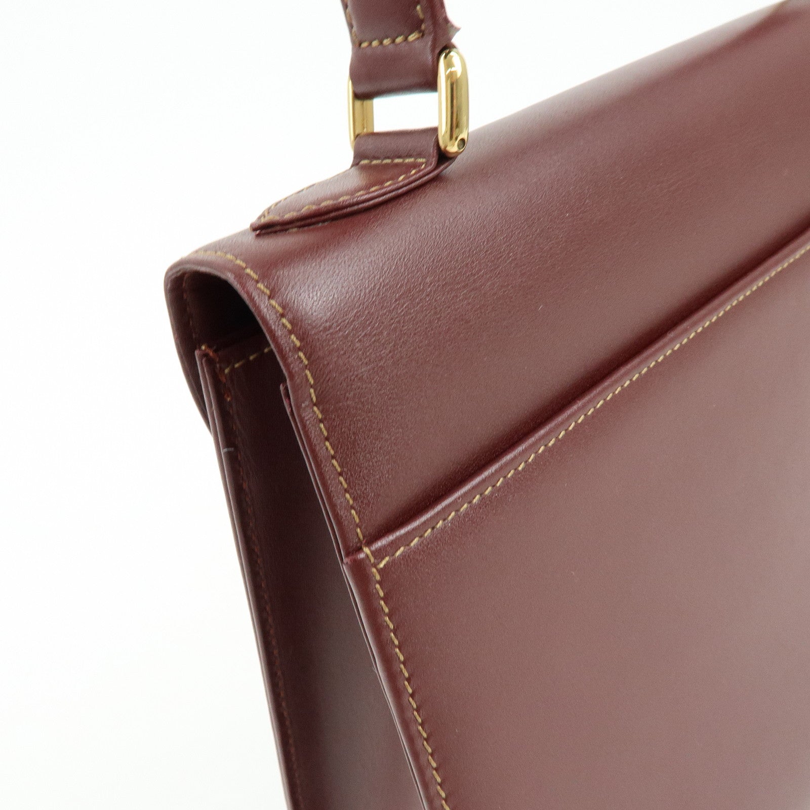 Cartier Must de Cartier Calf Skin Hand Bag Tote Bag Bordeaux