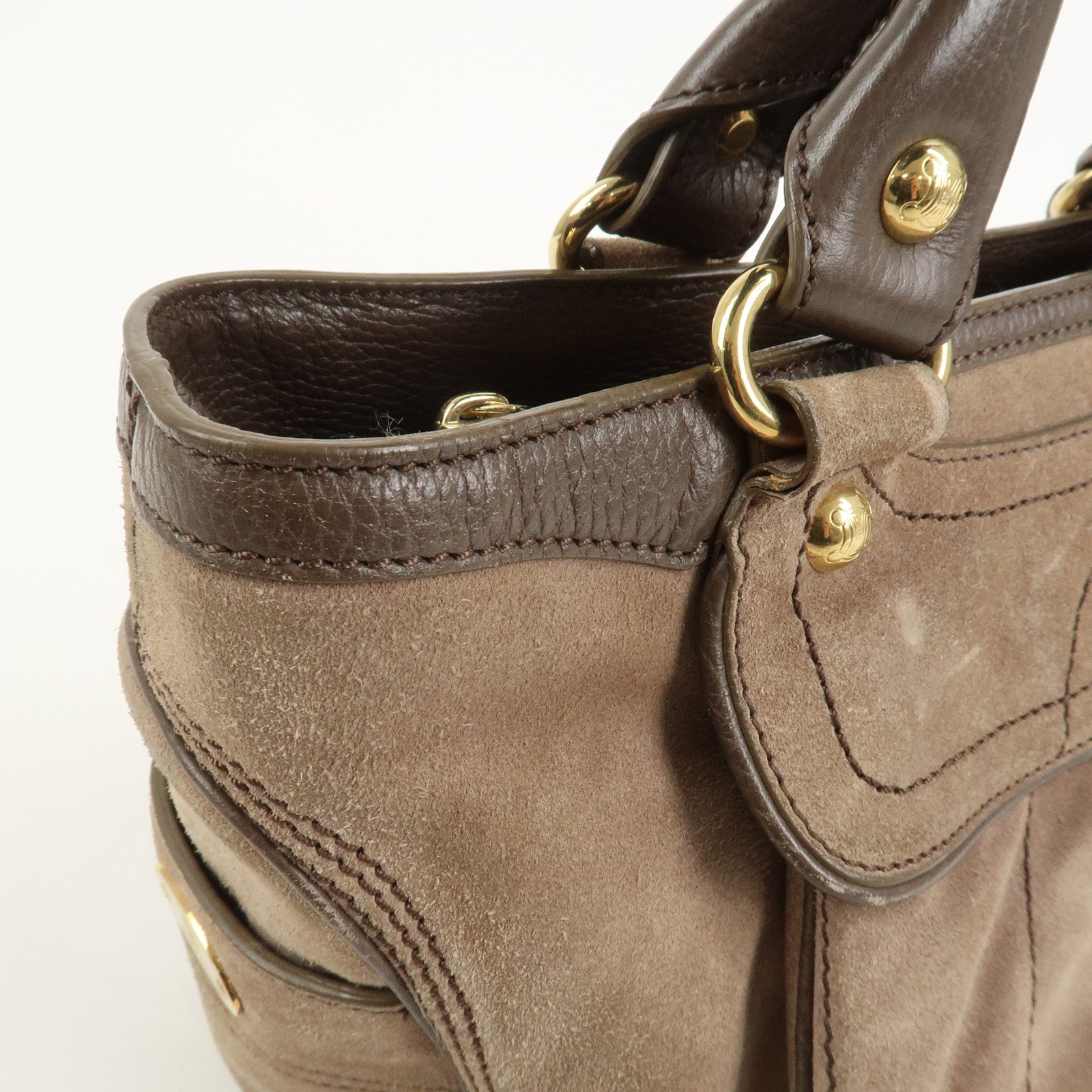 CELINE Boogie Bag Suede Leather Hand Bag Beige Brown