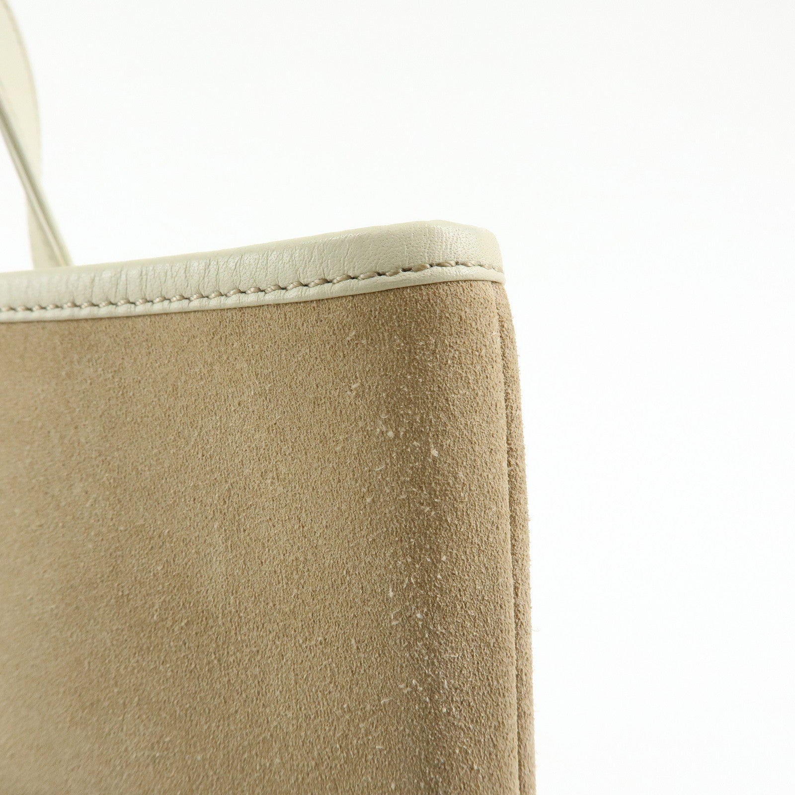 LOEWE Anagram Suede Leather Tote Bag Hand Bag Beige White