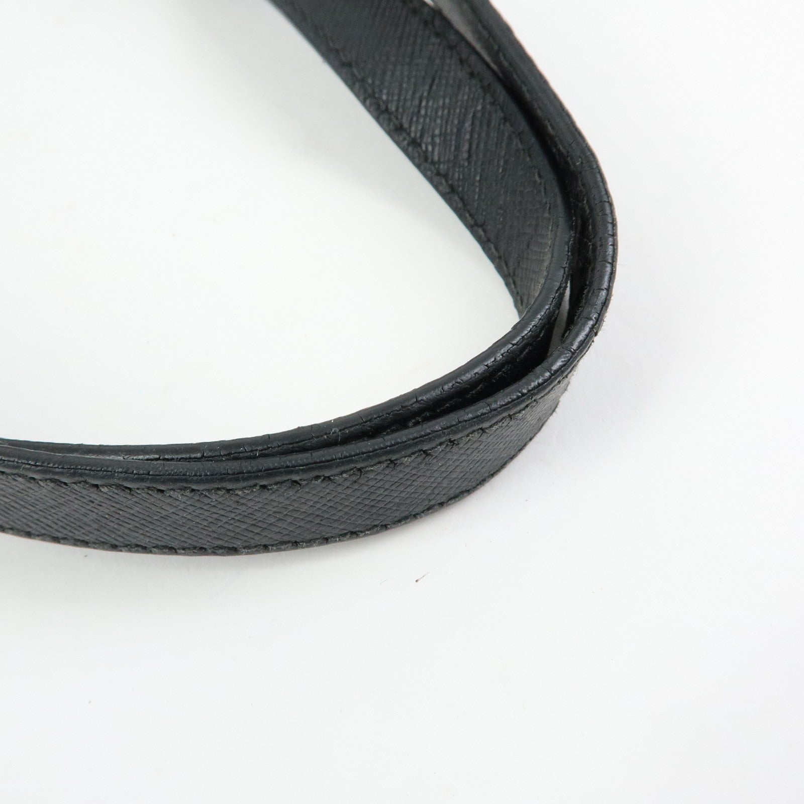 PRADA Triangle Logo Nylon Leather Tote Bag Shoulder Bag Black