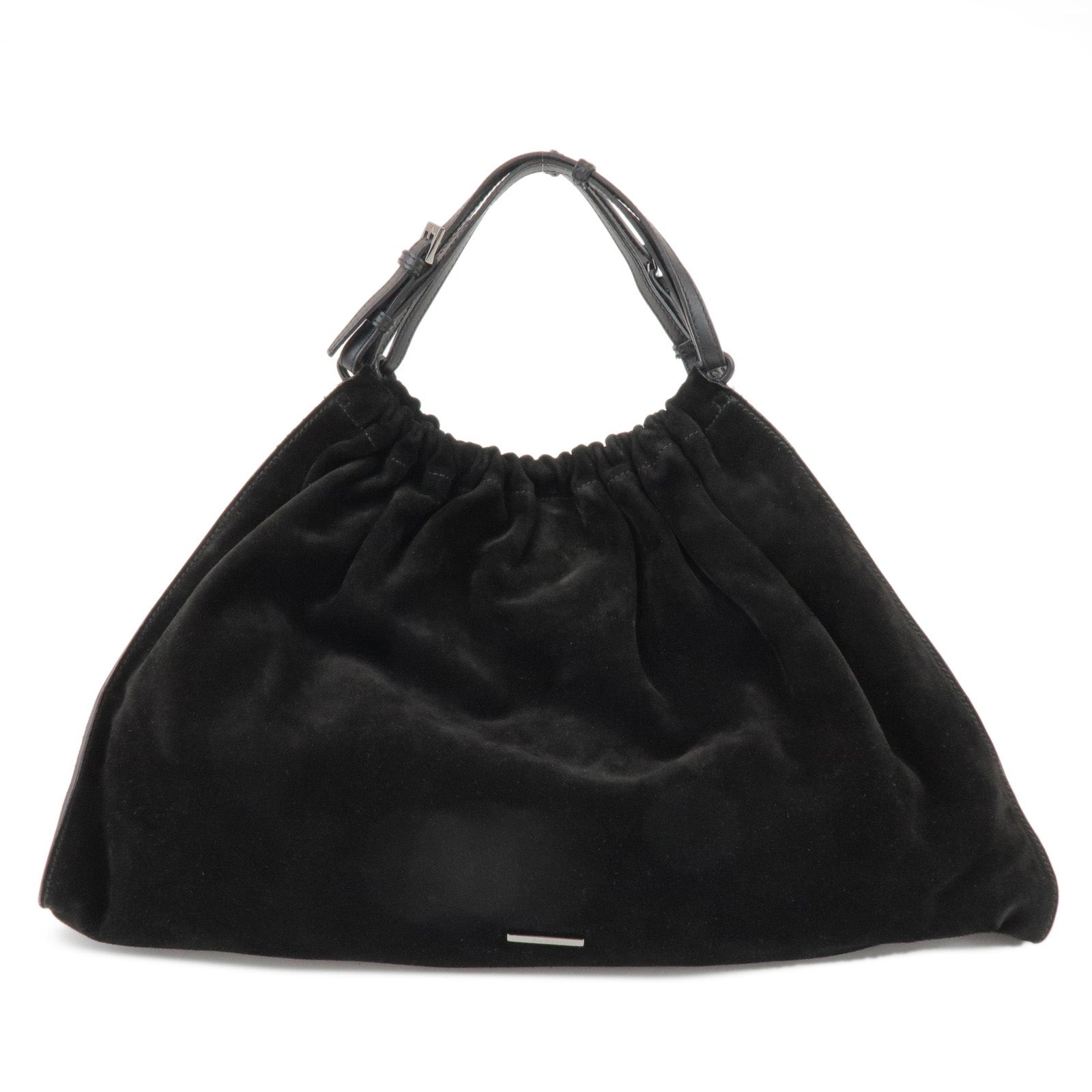 GUCCI Suede Leather Hand Bag Shoulder Bag Black 0014335