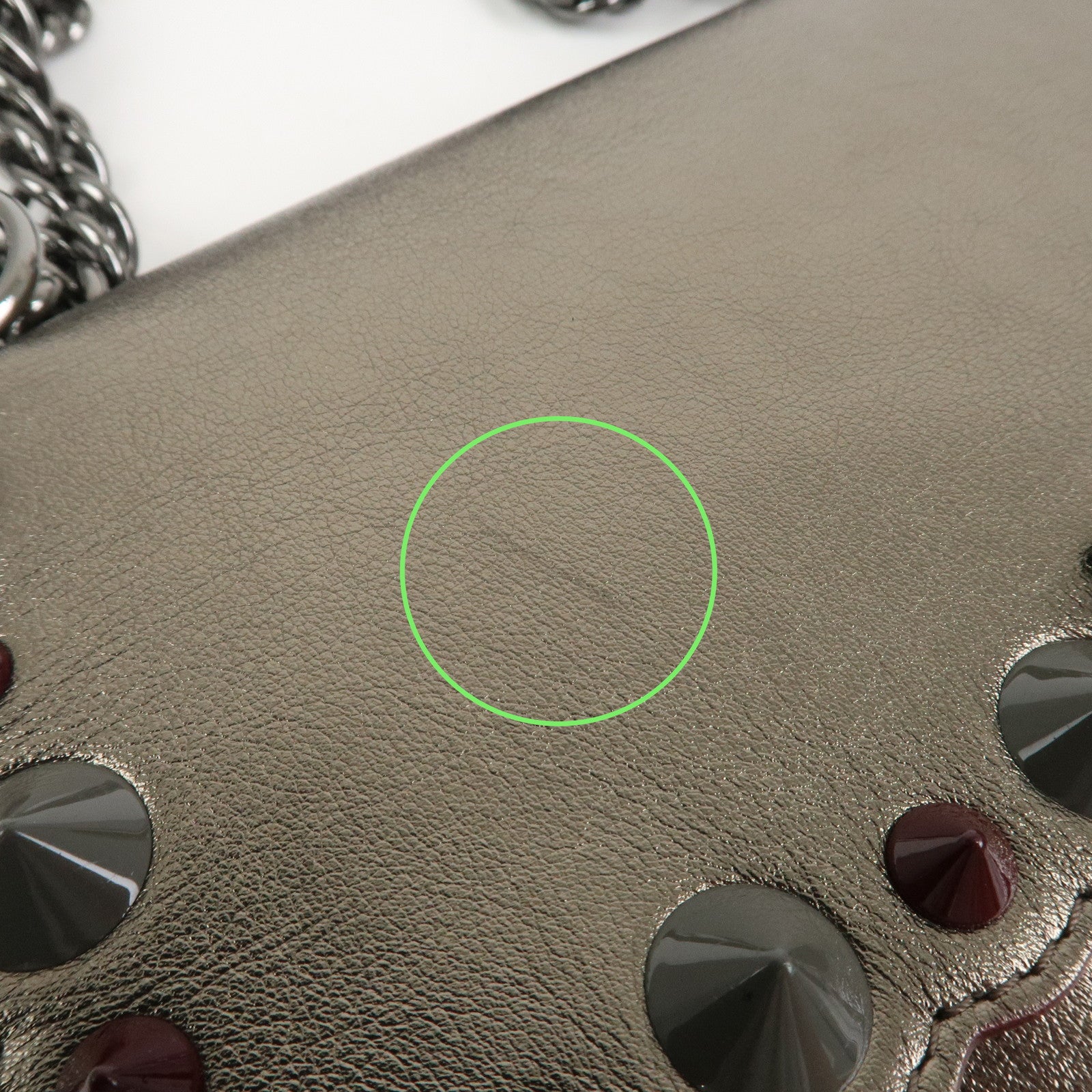 FENDI Mini Kan I Leather Chain Shoulder Bag Metallic Gray 8M0381