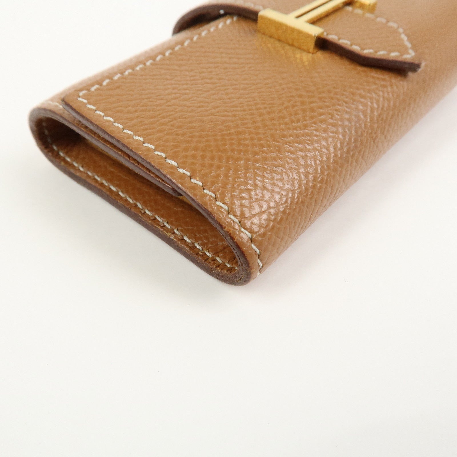 HERMES Logo Veau Epsom Leather Bearn Key Case Key Holder Z Stamped
