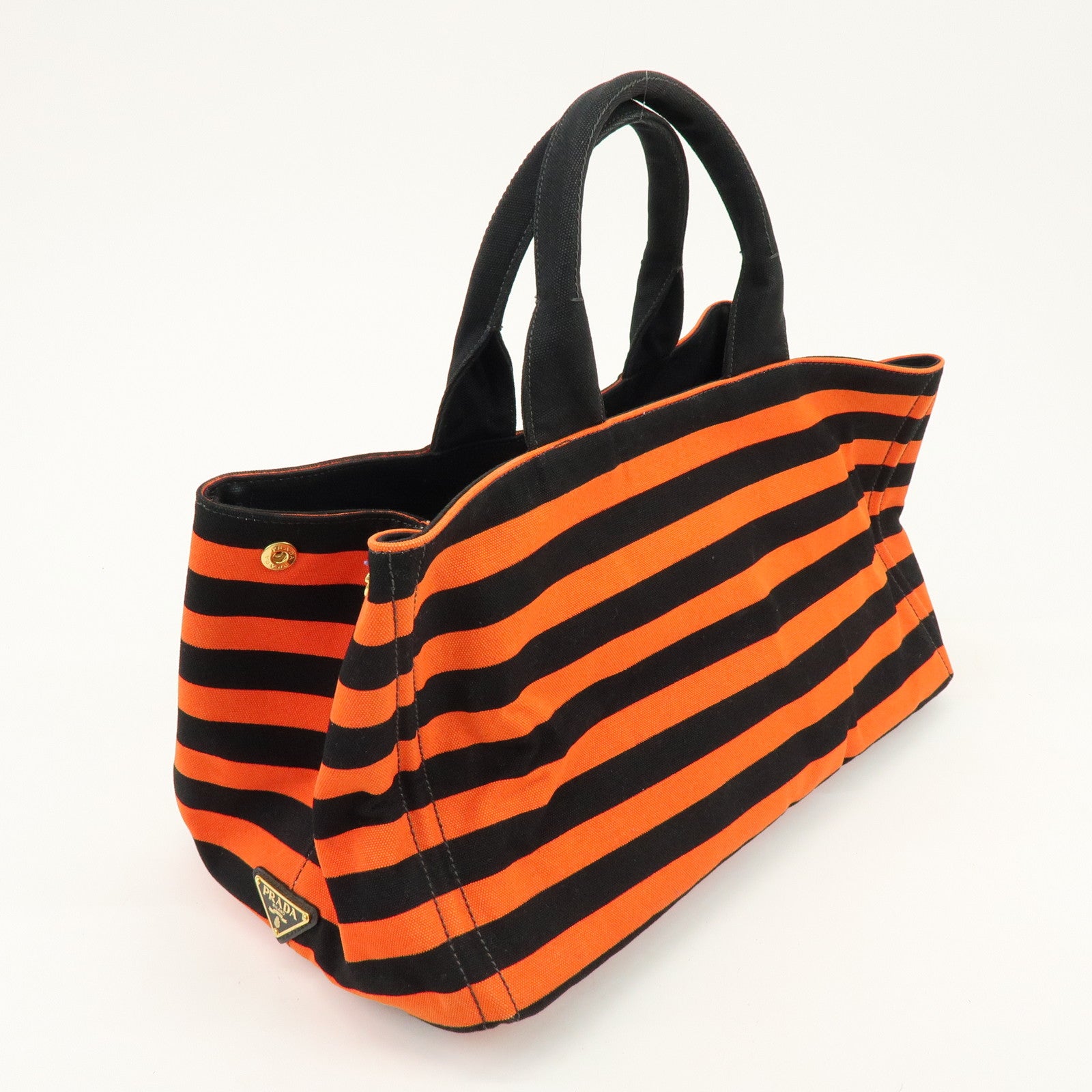 PRADA Triangle Logo Canapa Large Canvas Tote Bag Orange B1872B
