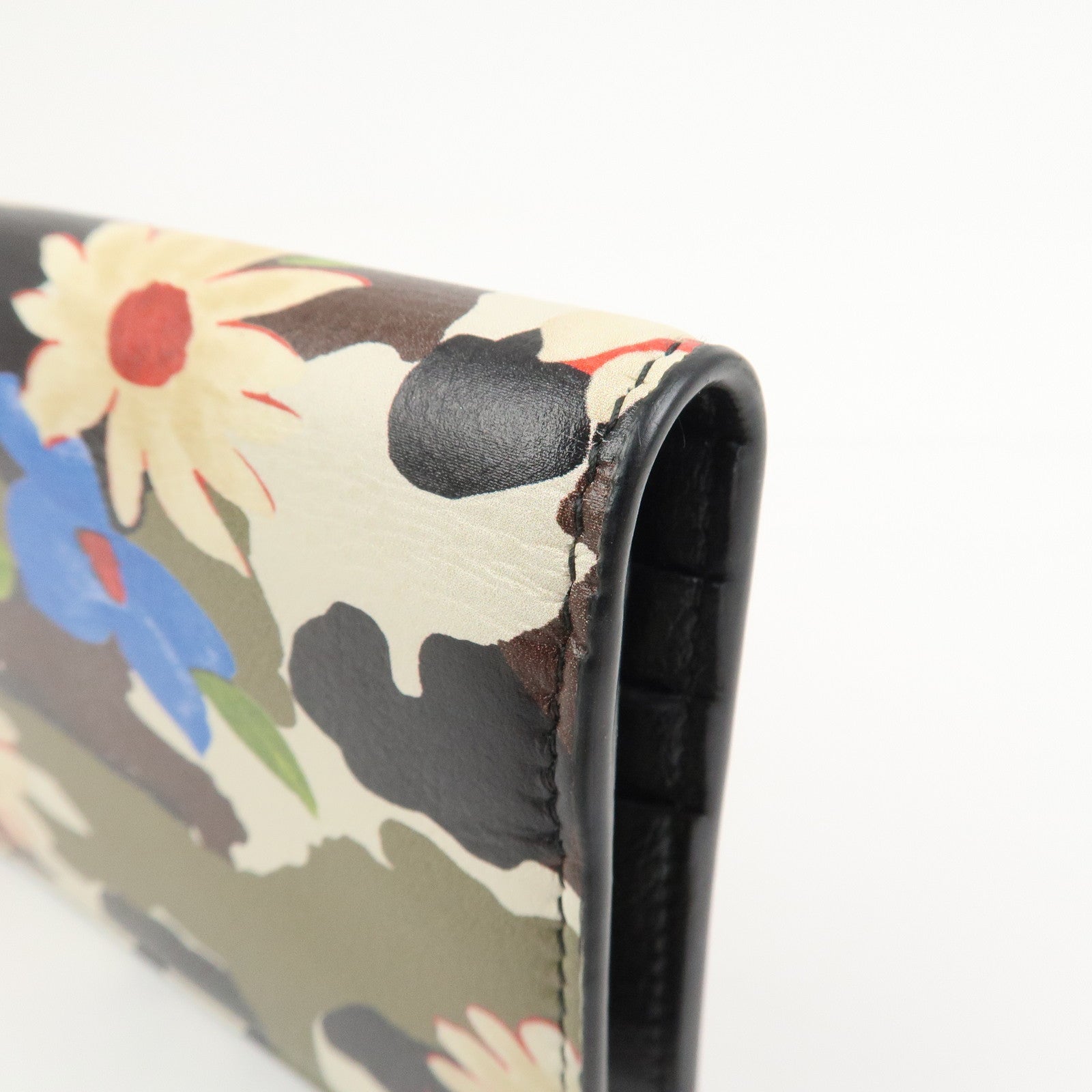 MIU MIU Flower Leather Bi-fold Compact Wallet Multicolor 5MV204