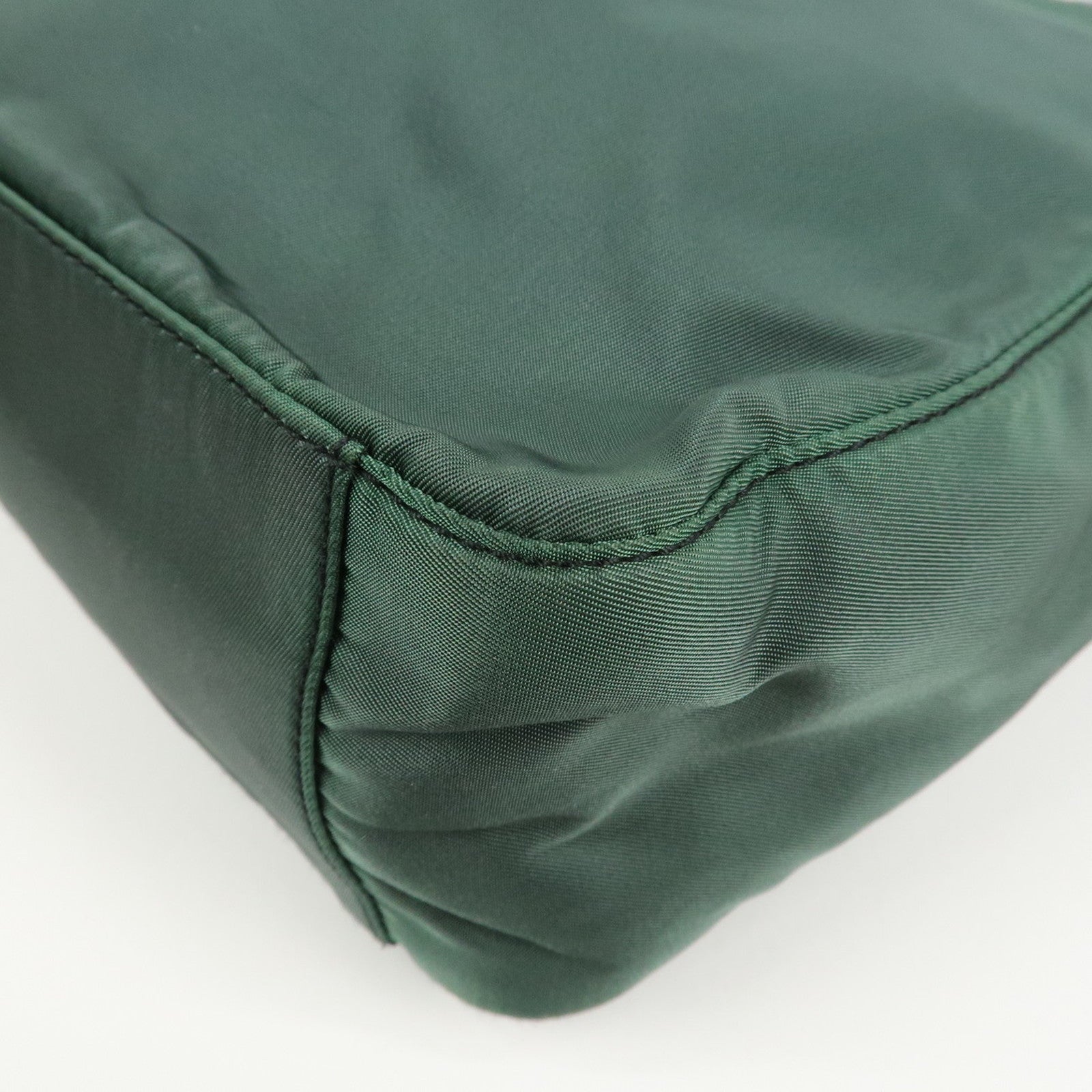PRADA Triangle Logo Nylon Leather Tote Bag Green