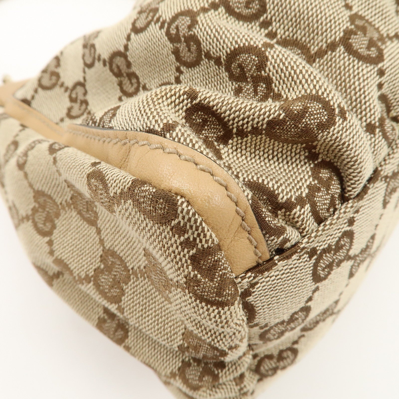 GUCCI Abbey GG Canvas Leather Shoulder Bag Beige 190525 Used