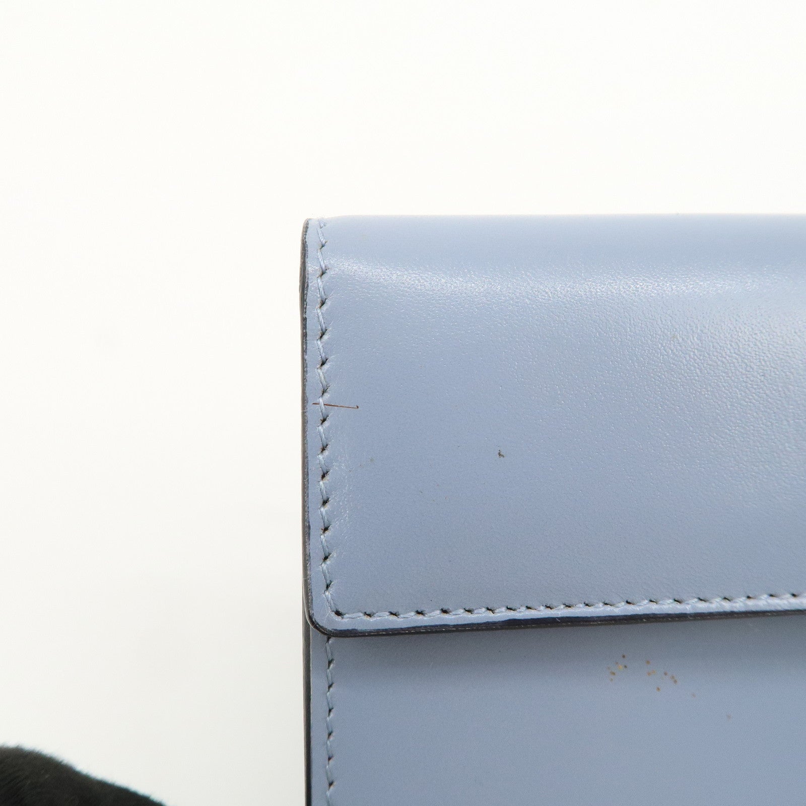 PRADA Logo Leather Shoulder Bag Crossbody Bag Light Blue
