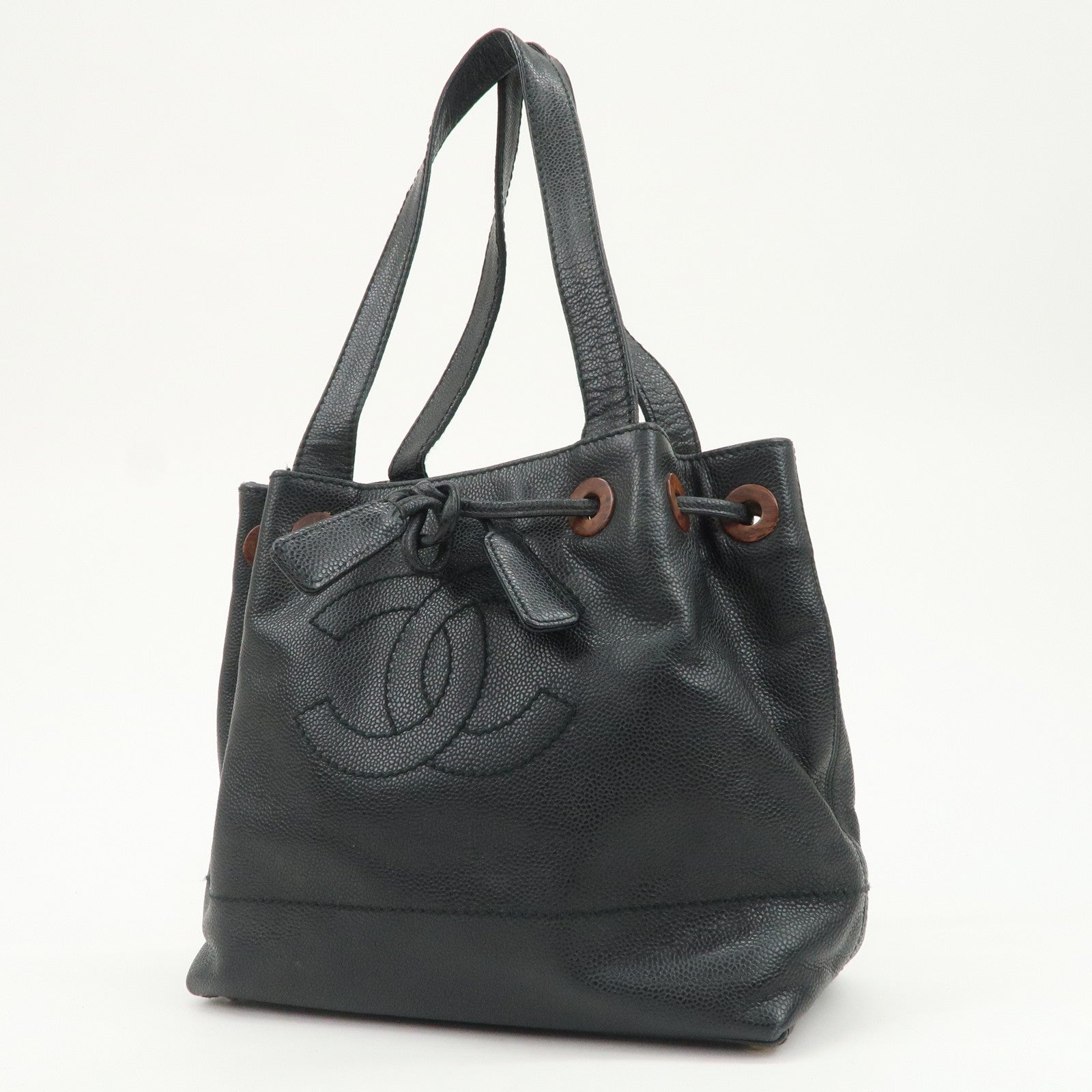 CHANEL COCO Mark Caviarskin Shoulder Bag Tote Bag Black