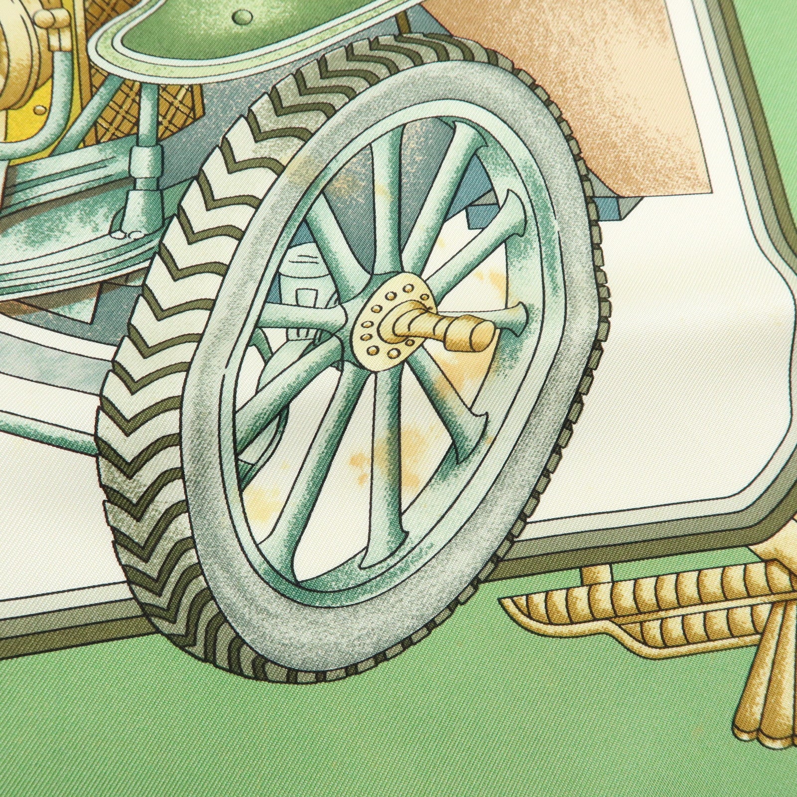 HERMES Carre 90 Set of 2 Silk 100% Scarf Beige Pink Green Yellow