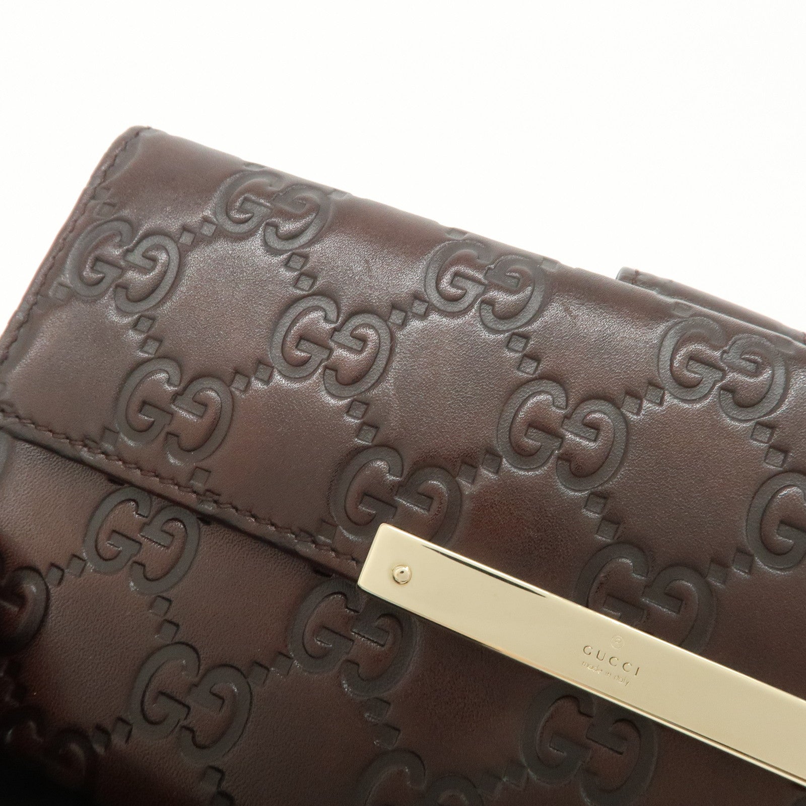 GUCCI Guccissima Leather W Hook Bi-Fold Long Wallet Brown 112715