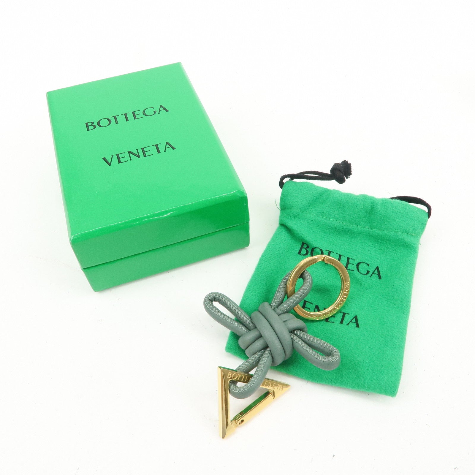 BOTTEGA VENETA Metal Leather Bag Charm Key Charm Green