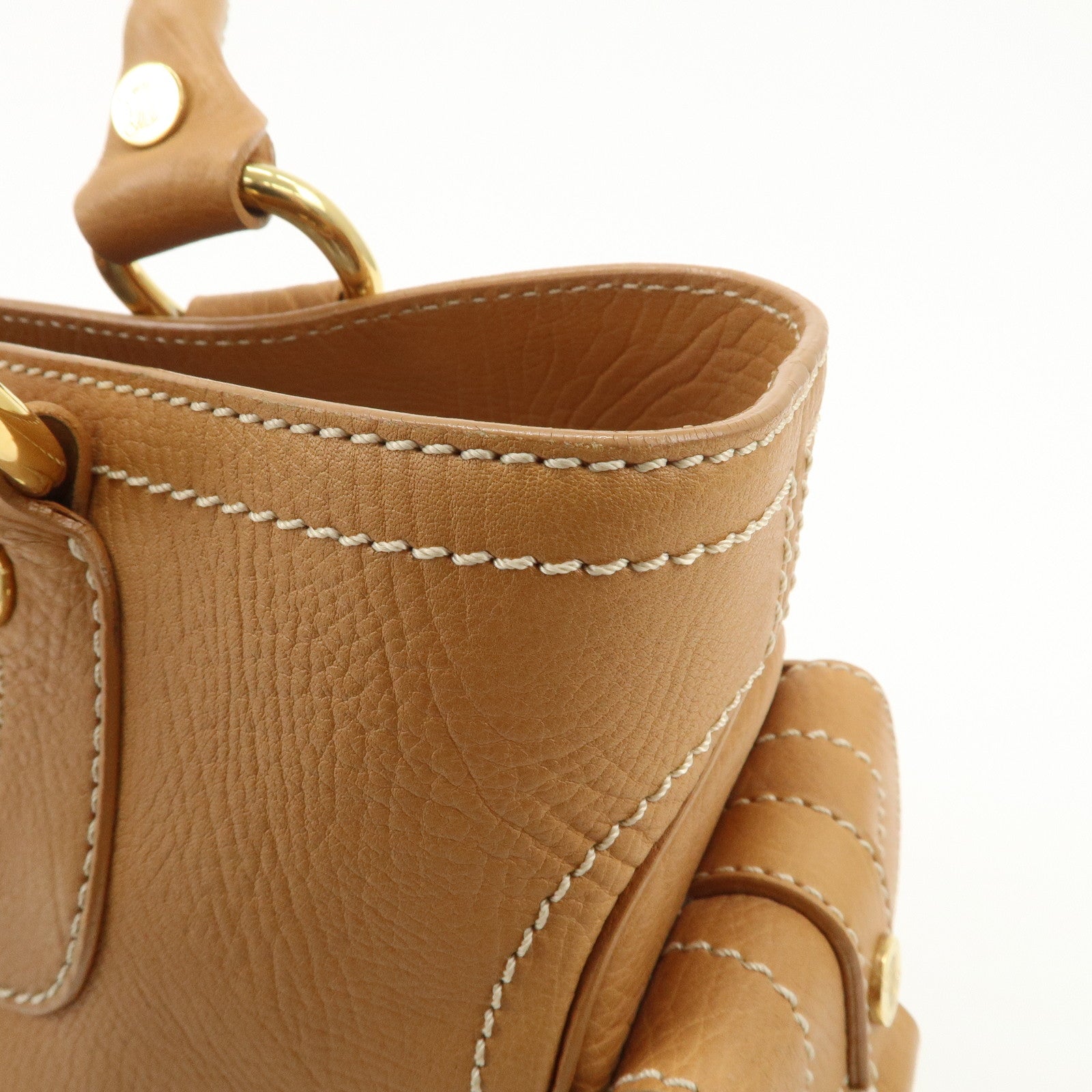 CELINE Leather Boogie Bag Hand Bag Tote Bag Camel