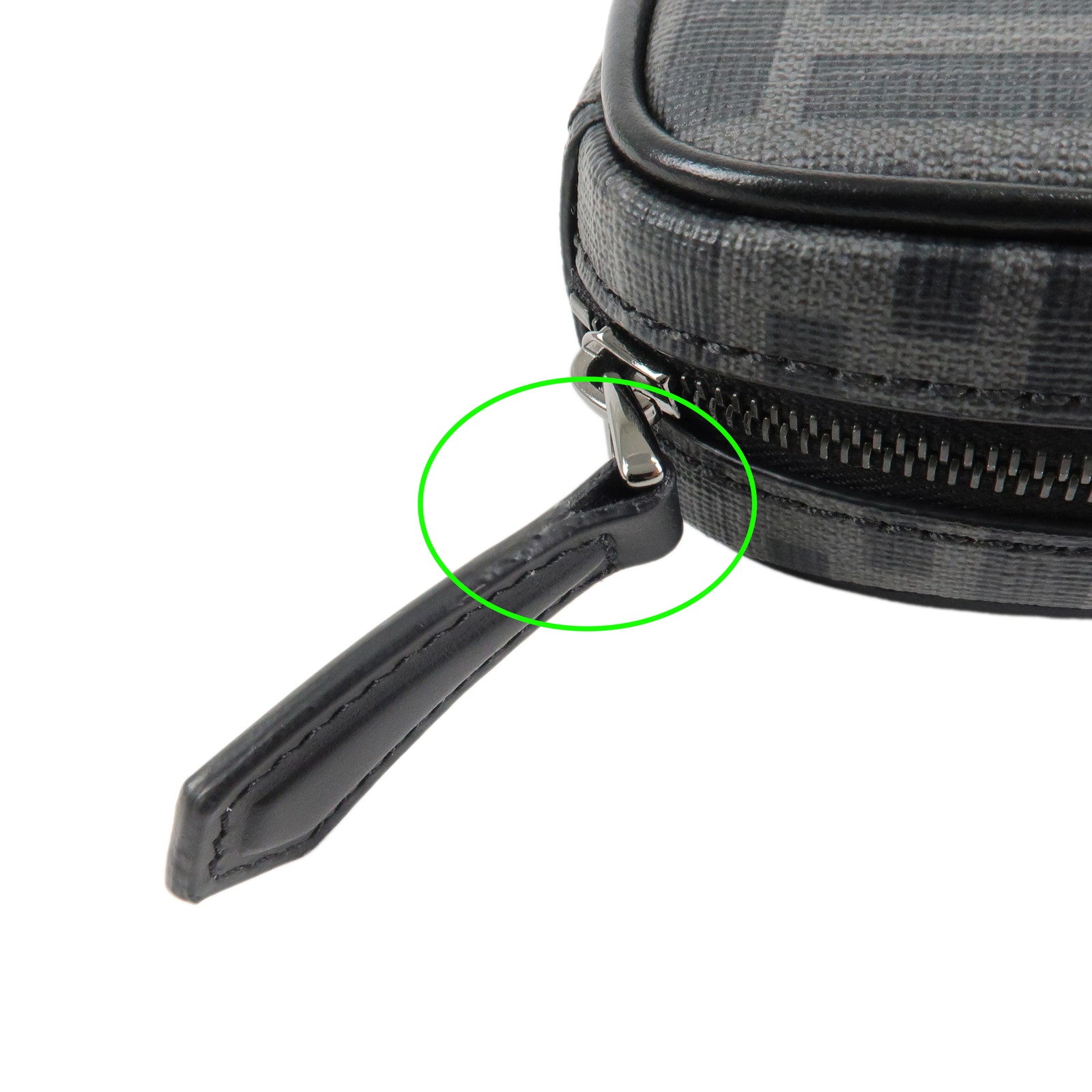 FENDI Zucca Leather PVC Airpods Case Black Gray 7AS121 Used