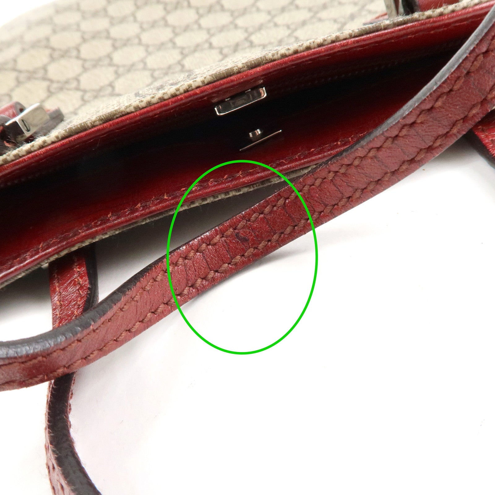 GUCCI Gucci GG Supreme Leather Tote Bag Hand Bag Beige Red 117551