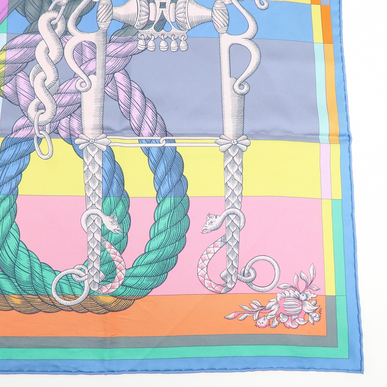 HERMES Carre 90 Silk 100% Scarf DELLA CAVALLERIA Multicolor