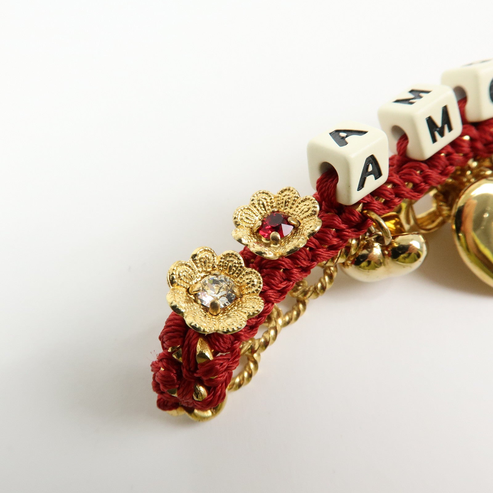 Dolce&Gabbana AMORE Heart Flower Motif Metal Bracelet Red Gold