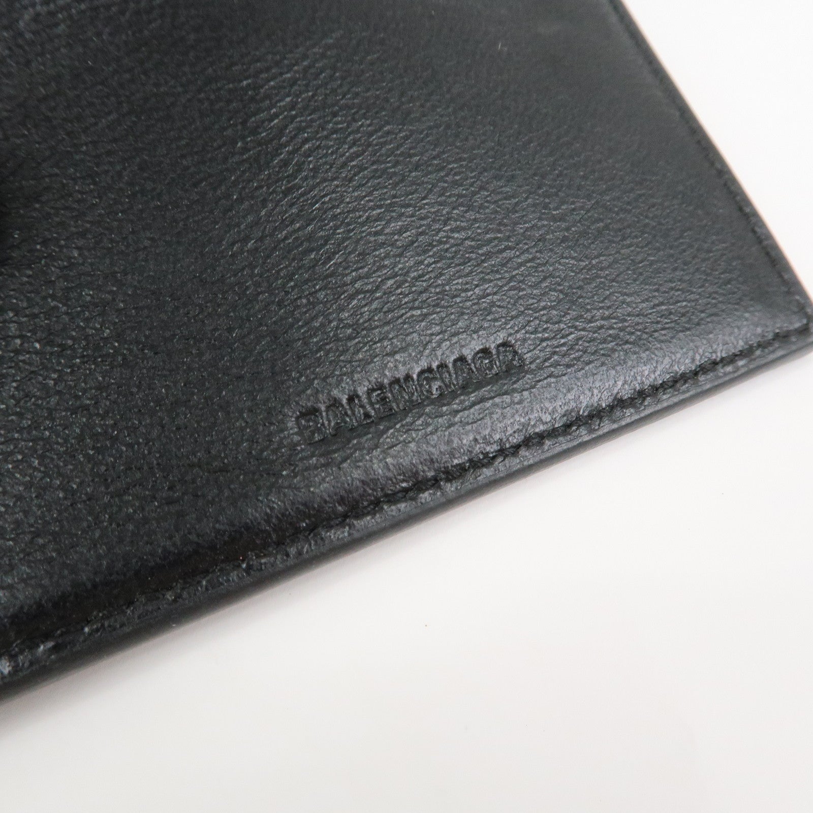 BALENCIAGA CASH Leather Tri-fold Wallet Compact Wallet Black