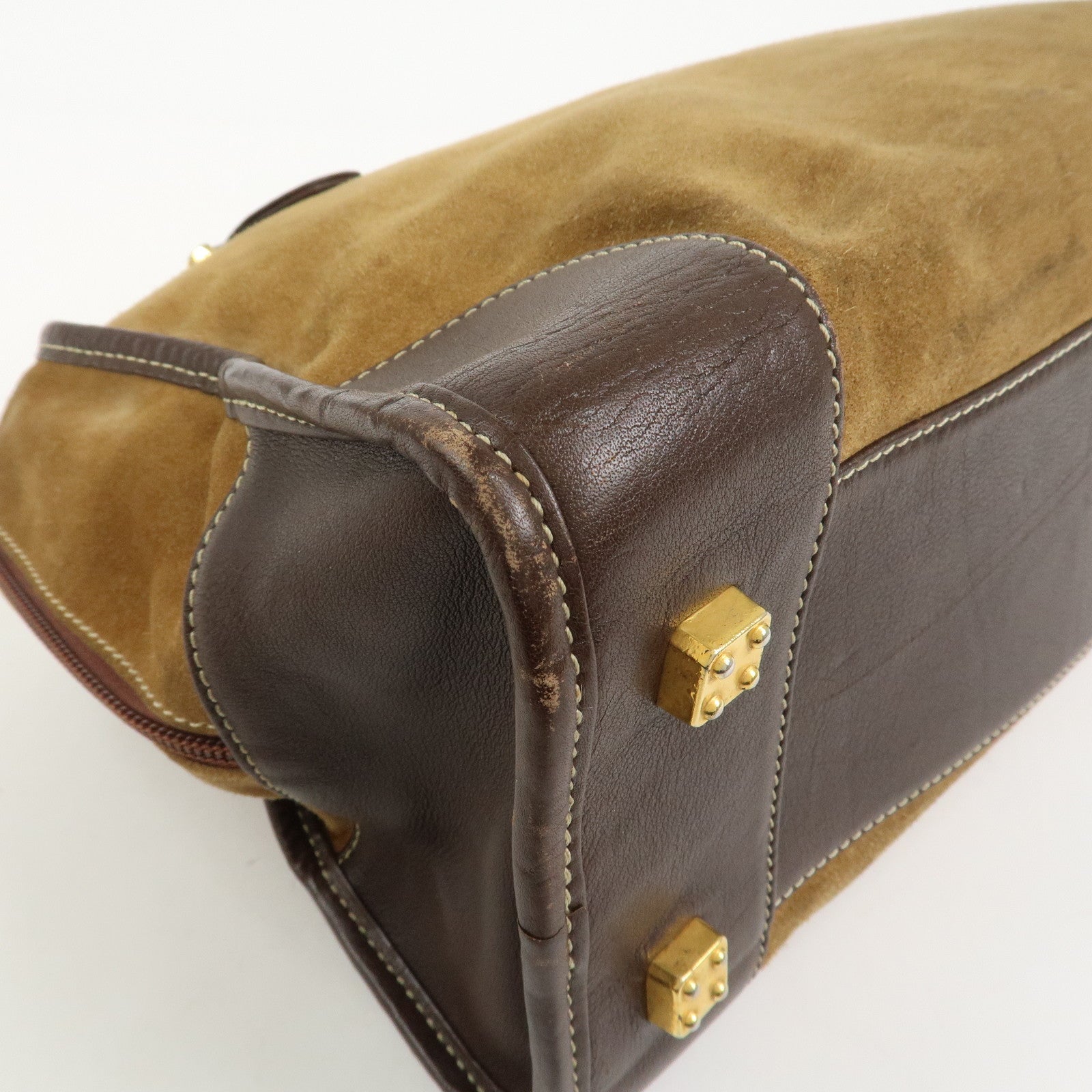 LOEWE Anagram Logo Amazona 32 Suede Hand Bag Boston Bag Camel