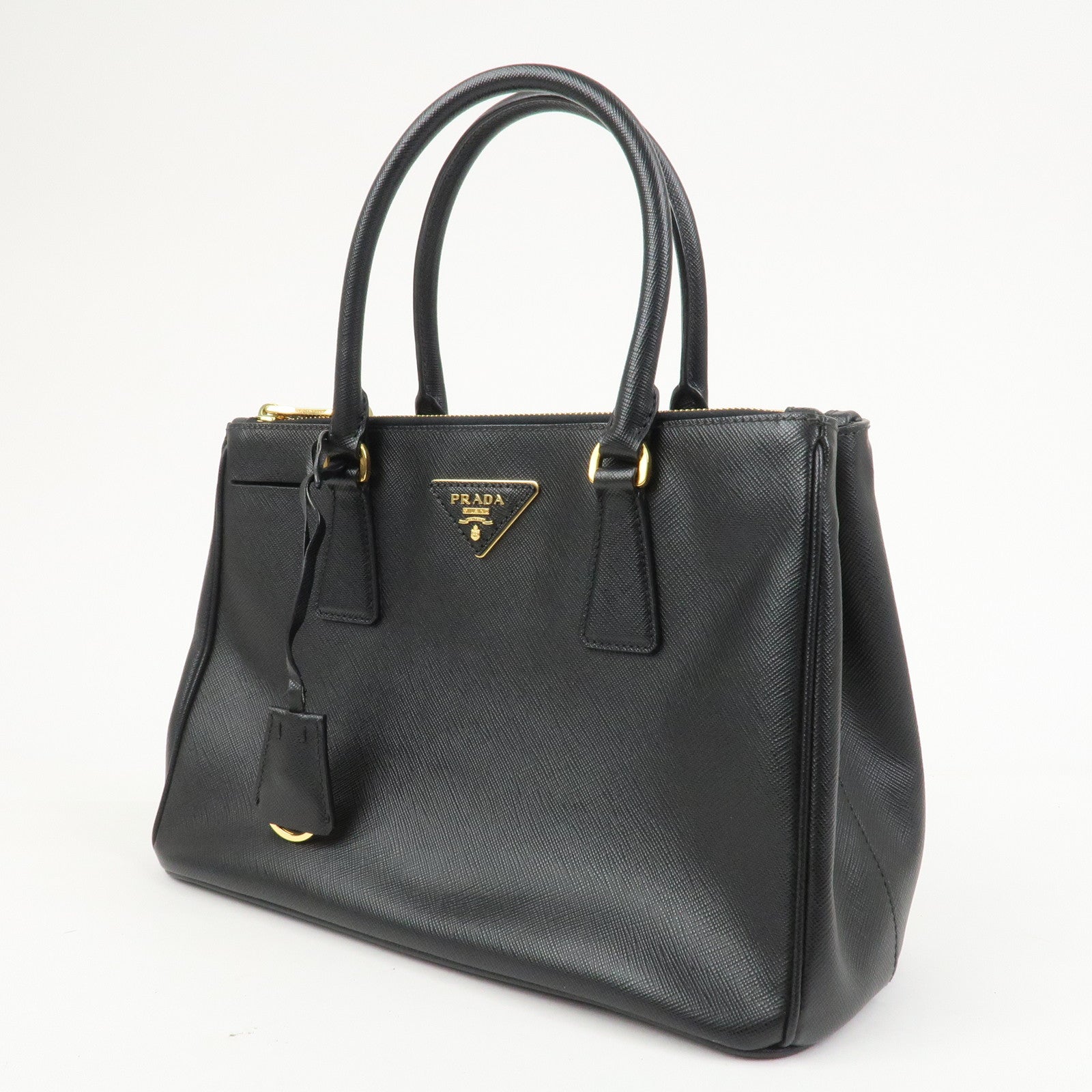 PRADA Triangle Logo Saffiano Leather 2Way Shoulder Bag Black BN2863