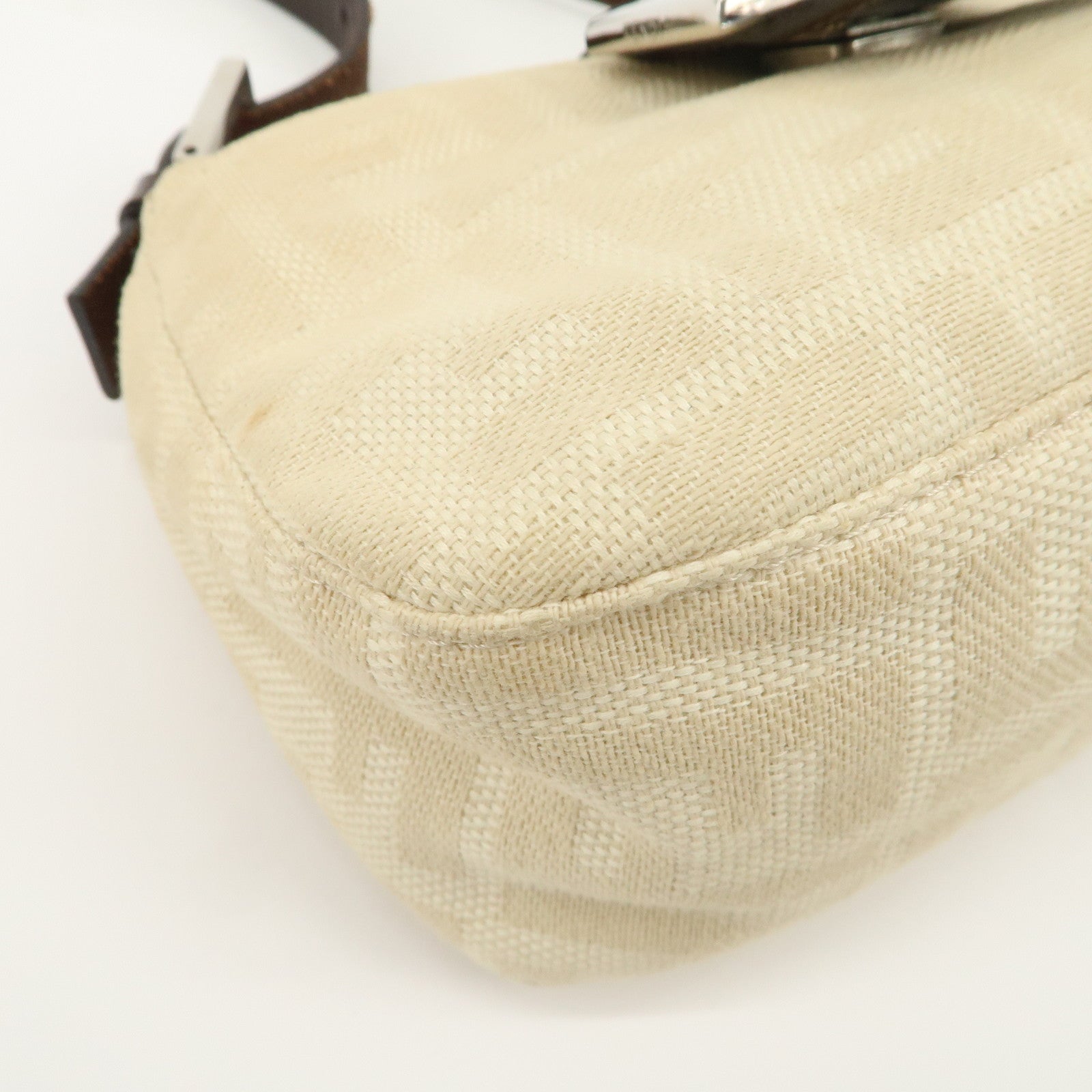 FENDI Zucca Canvas Leather Shoulder Bag Beige Brown 26723