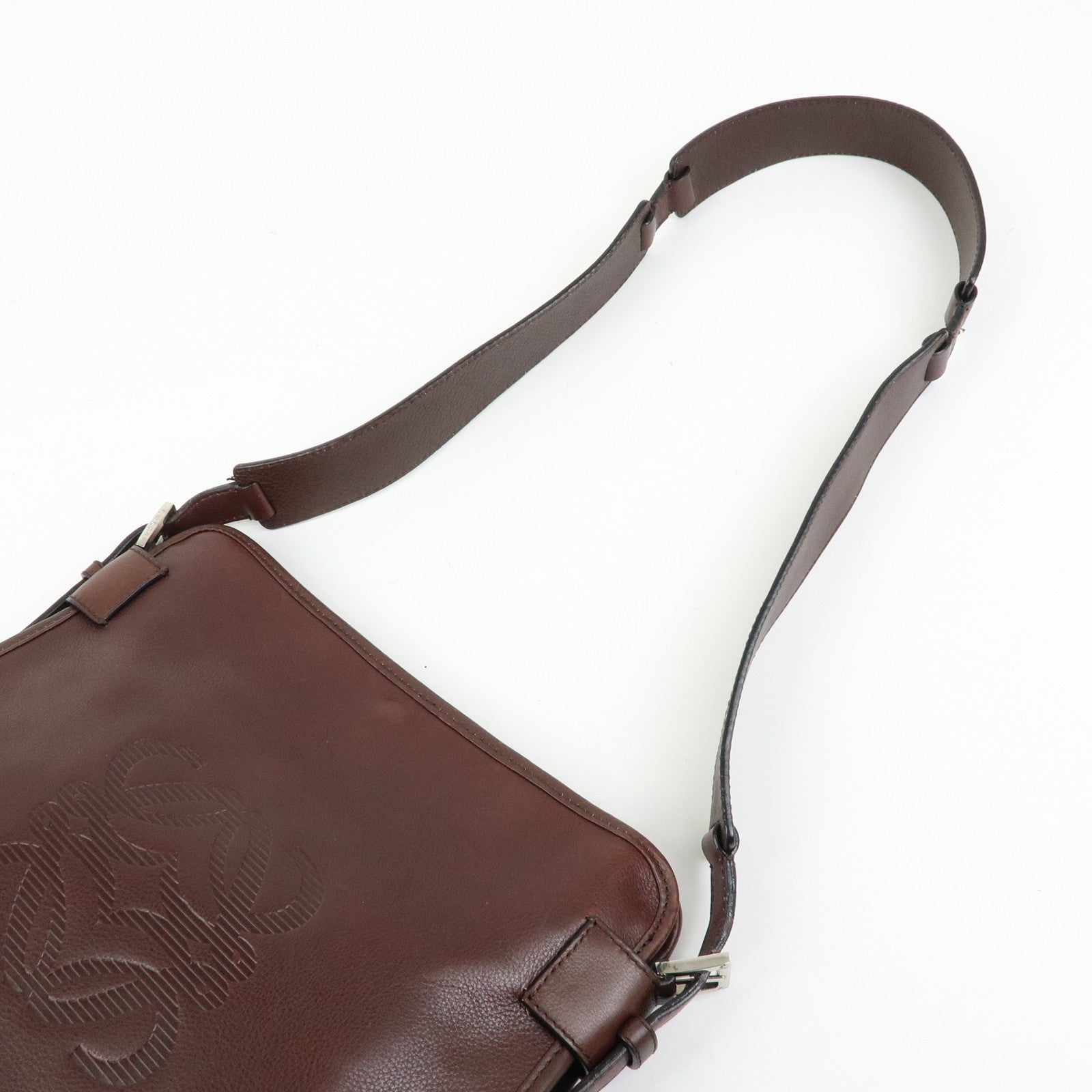 LOEWE Anagram Leather Shoulder Bag Messenger Bag Brown