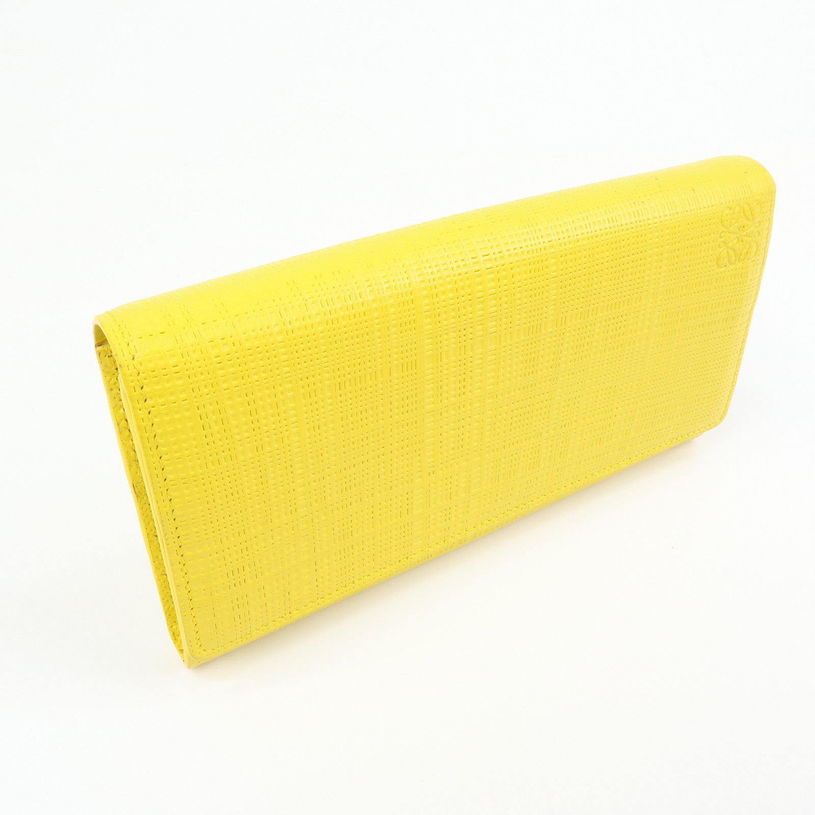 LOEWE Anagram Calf Bi-fold Leather Long Wallet Yellow