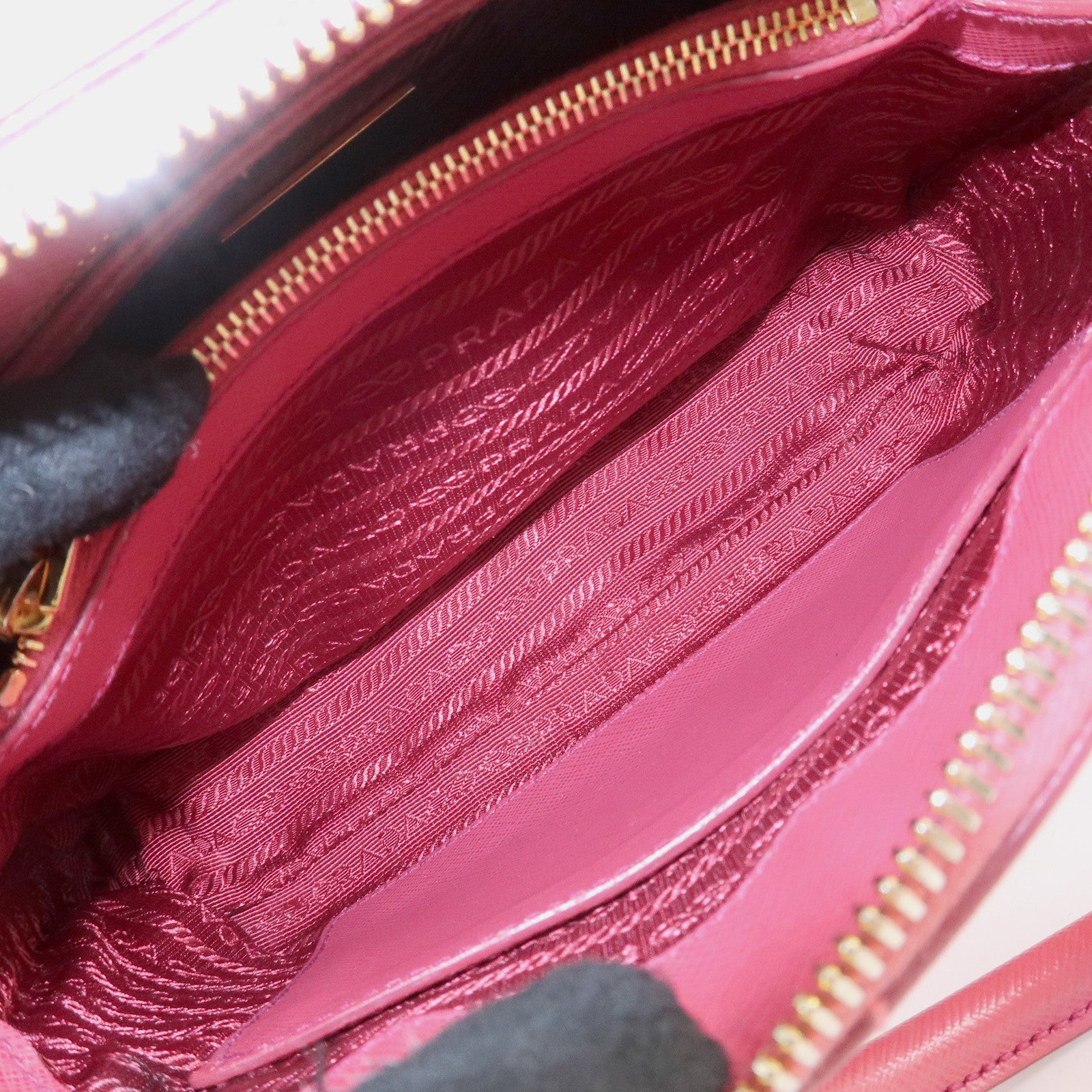 PRADA Promenade Small Saffiano Leather 2Way Bag Hand Bag Pink BL0838 Used