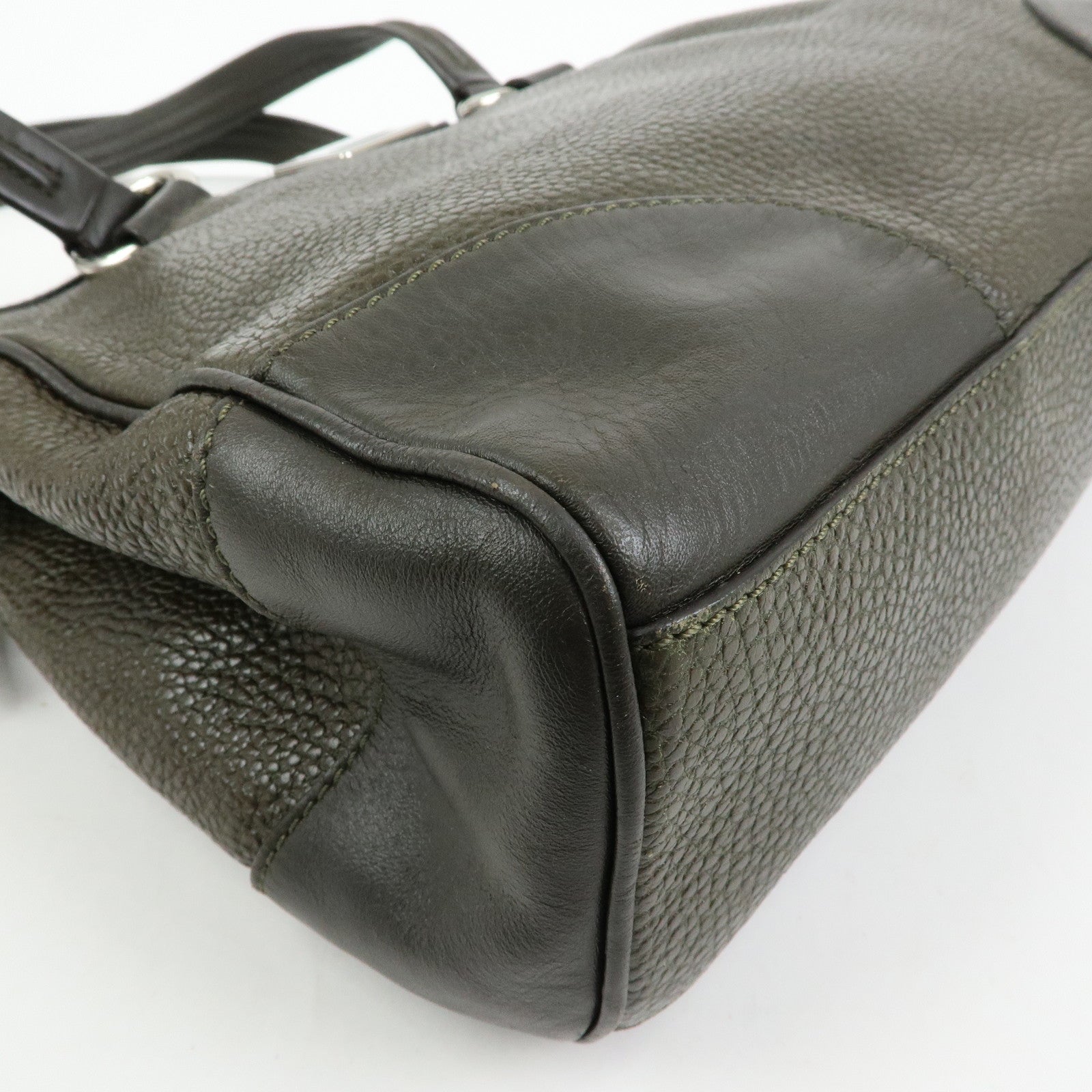 CELINE Logo Leather Tote Bag Shoulder Bag Brown