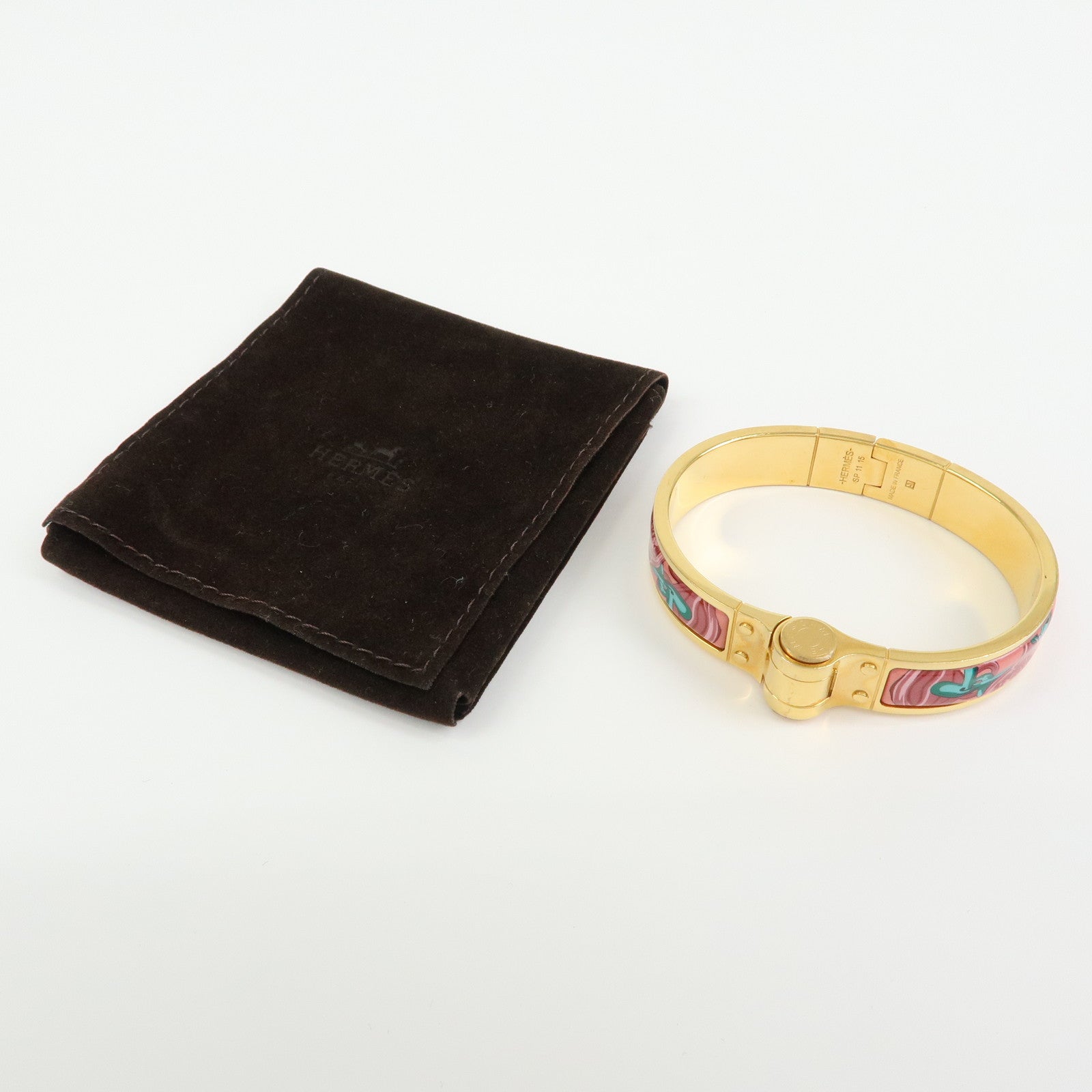 HERMES Metal Charniere Bracelet Bangle BRIDES de GALA Pink Gold