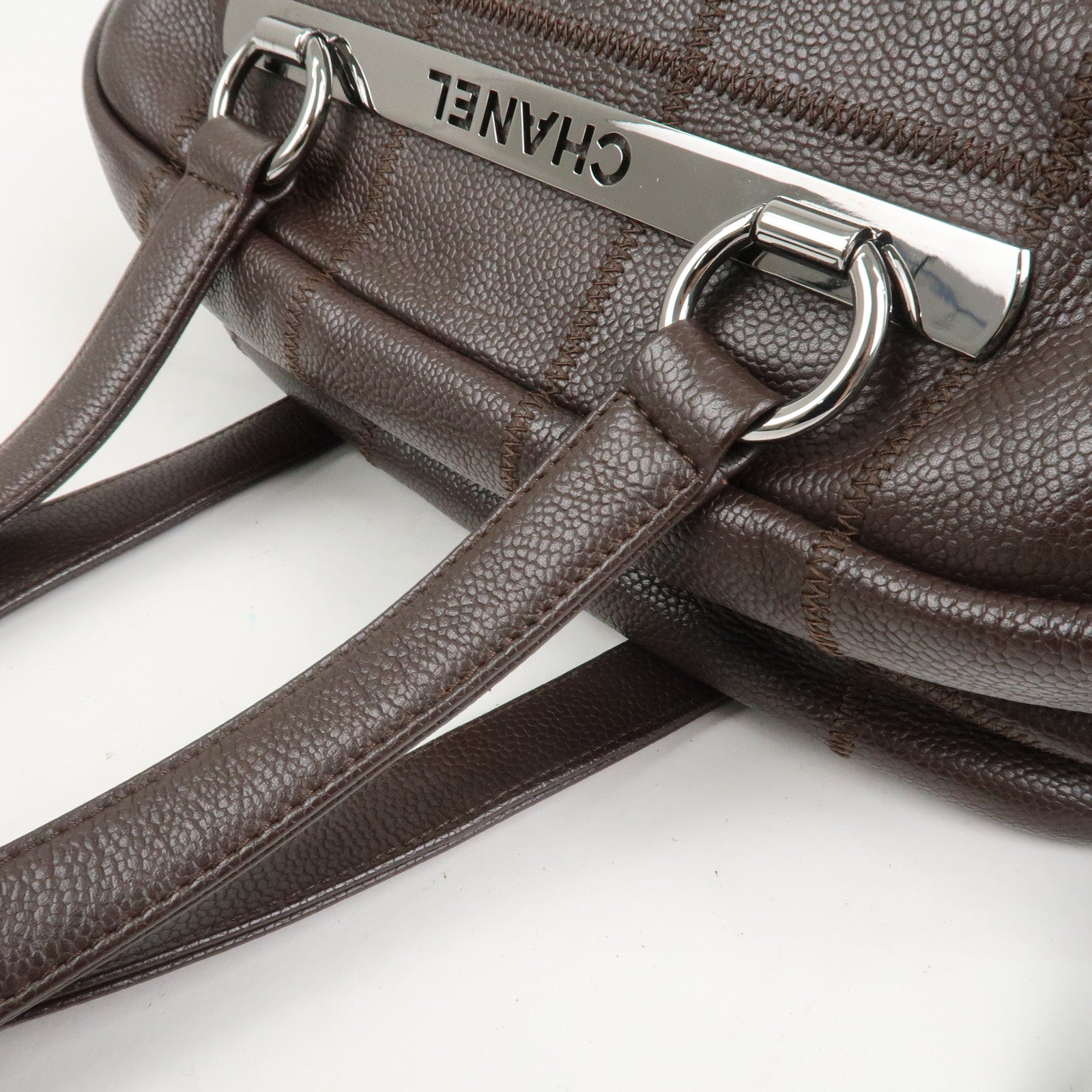 CHANEL Chocolate Bar Caviarskin Boston Bag Shoulder Bag Brown A26135