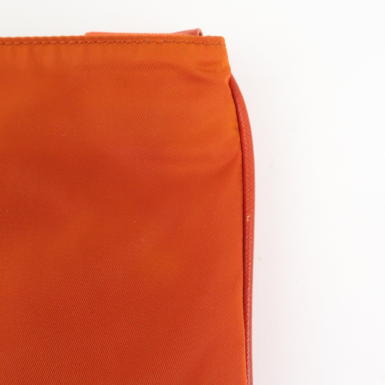 PRADA Triangle Logo Nylon Saffiano Leather Shoulder Bag Orange