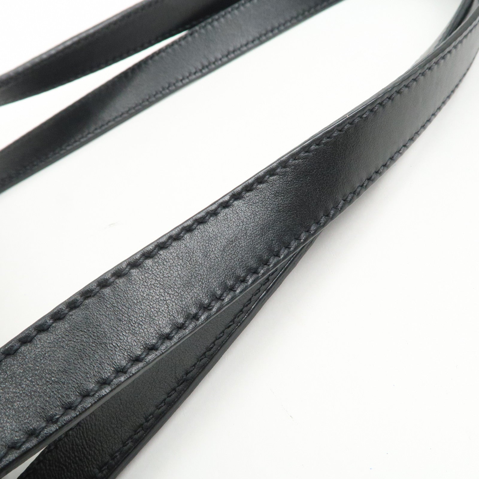 PRADA Triangle Logo Leather Tote Bag Hand Bag Black 1BG002