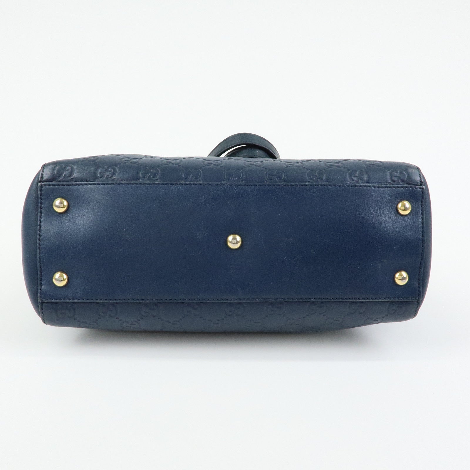 GUCCI Guccissima Leather Chain Tote Bag Shoulder Bag Navy 453773