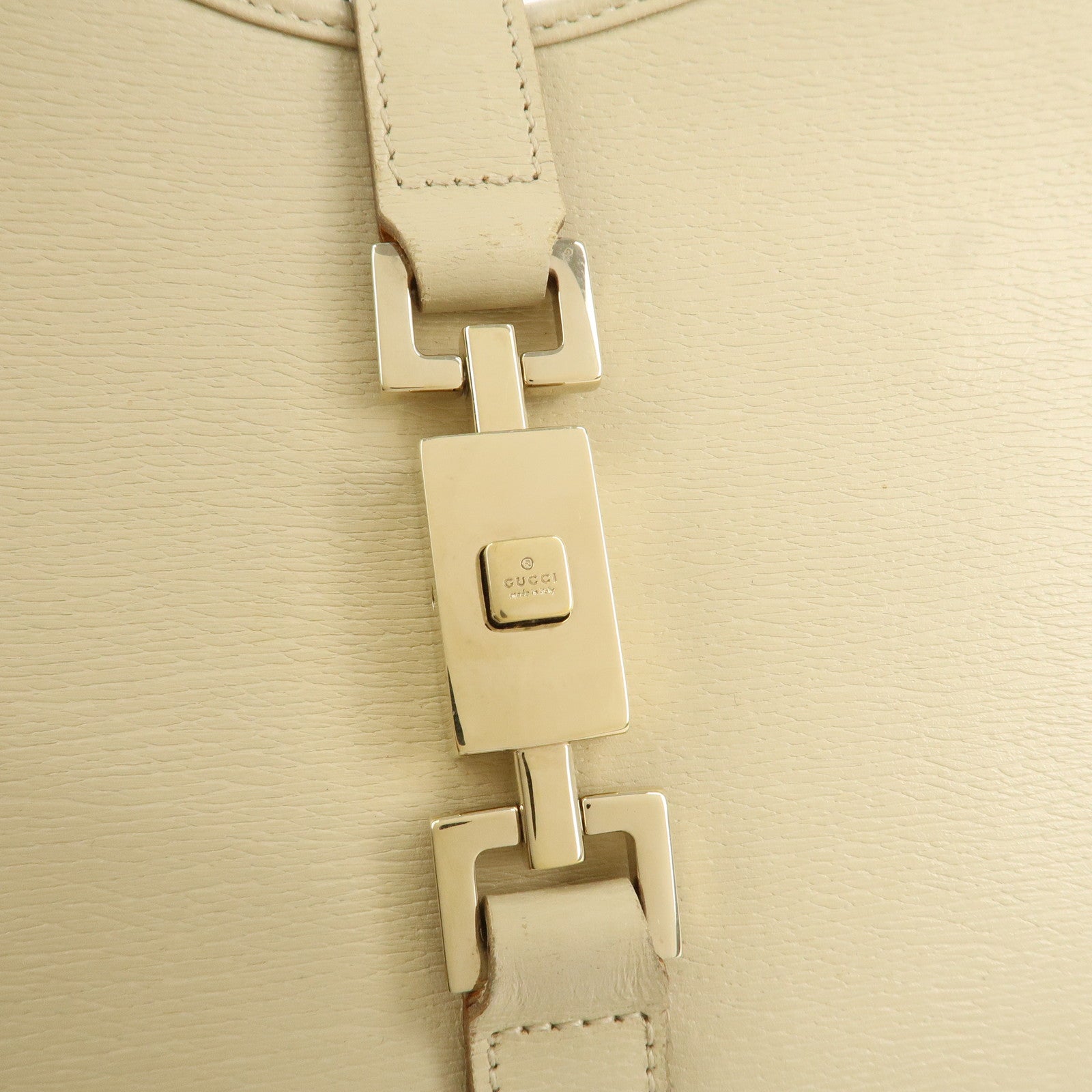 GUCCI Jackie Leather Shoulder Bag Hand Bag Light Beige 002 1067 Used