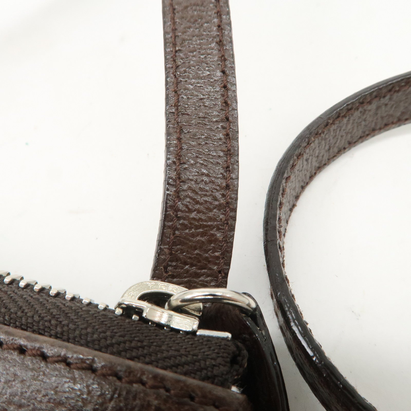 BVLGARI Logo Mania Canvas Leather Shoulder Bag Beige Dark Brown