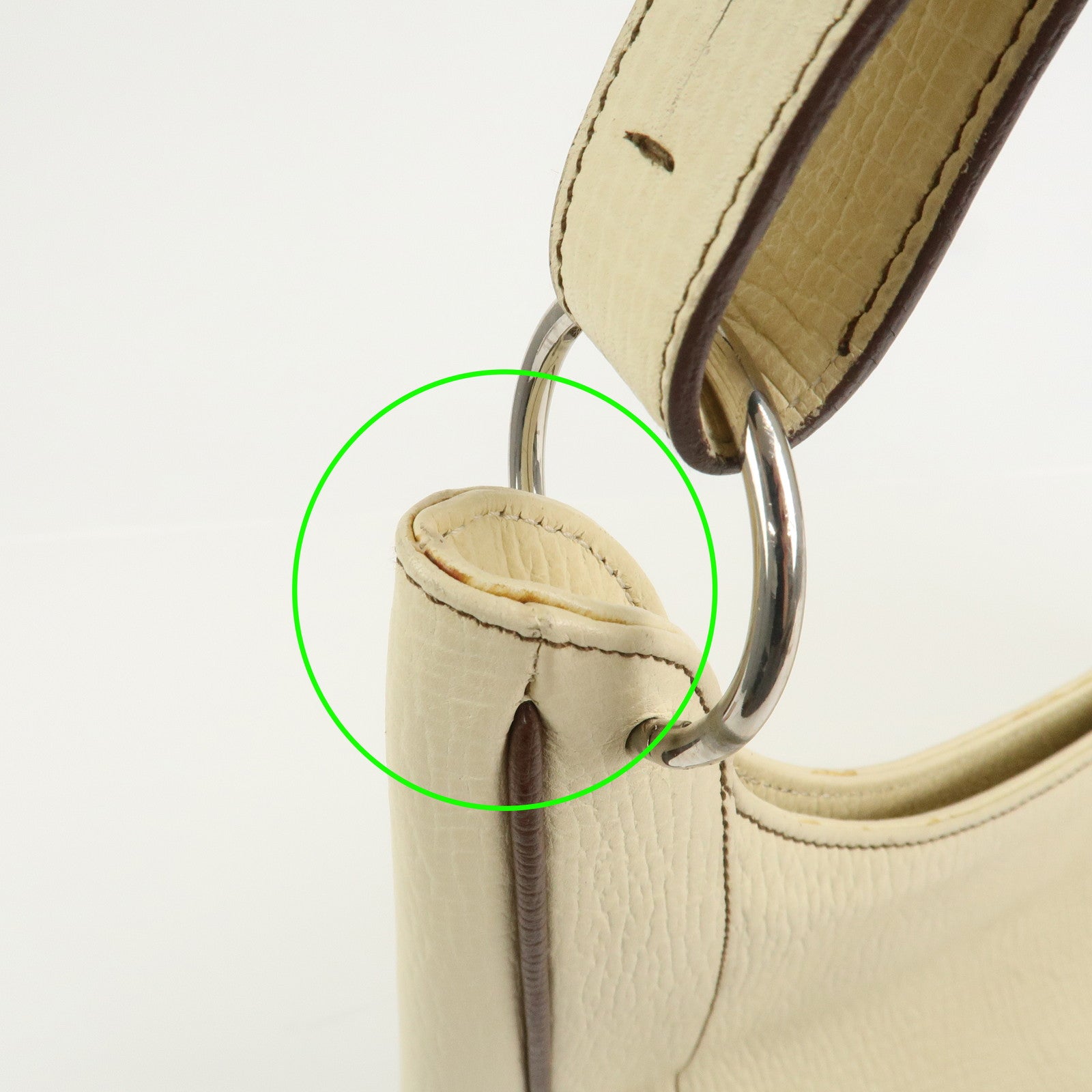 LOEWE Logo Leather Shoulder Bag Hand Bag Ivory